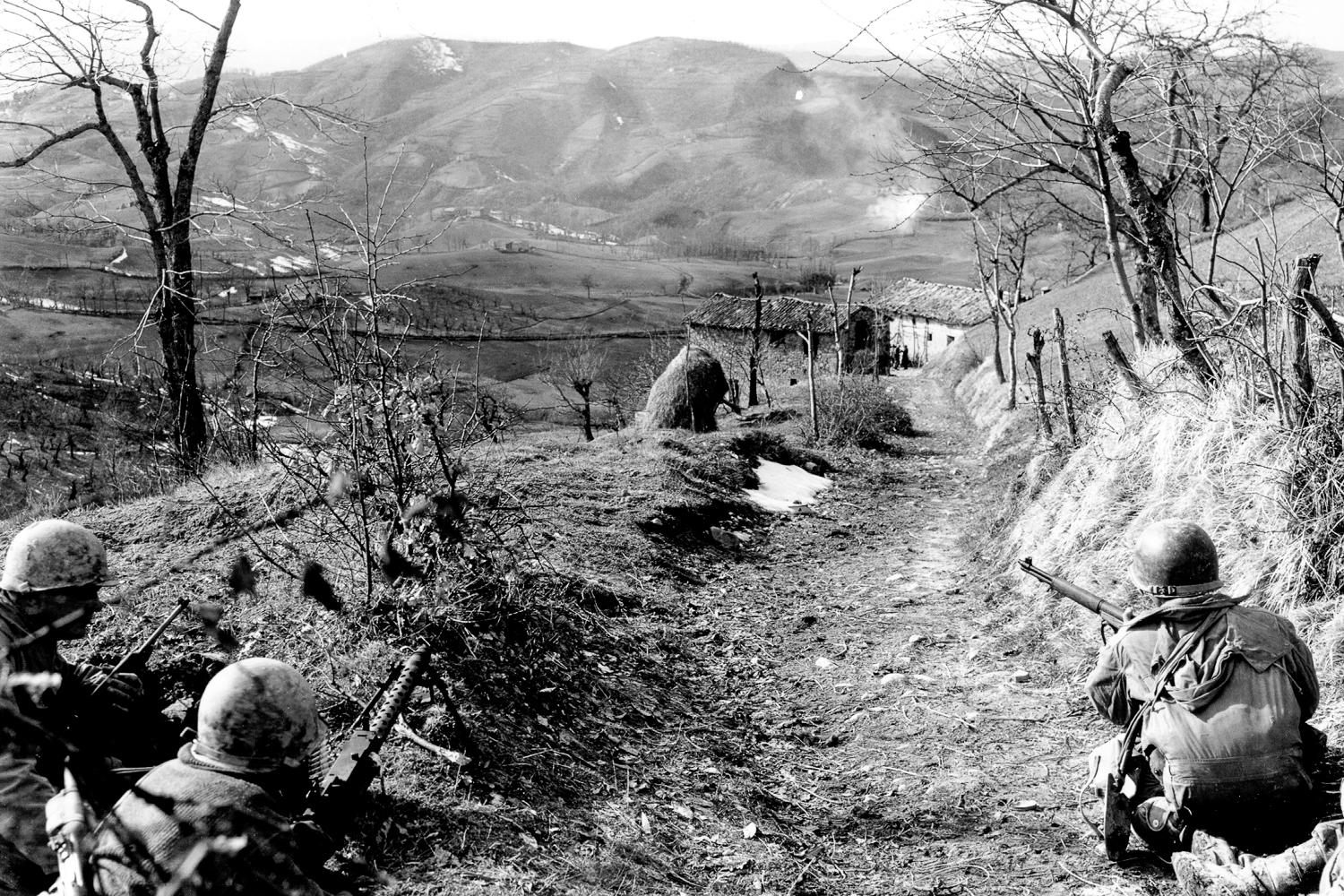 Members of the 10th Mountain Division in Italy during World War II.