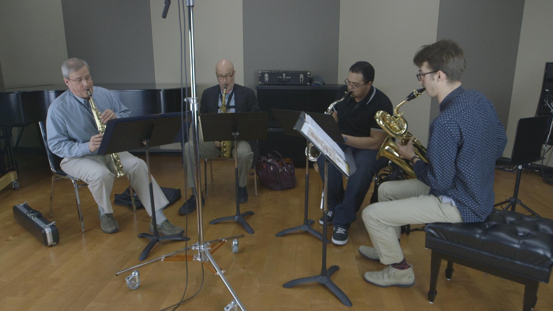 Photo: Lamont Saxophone Quartet in the CPR Performance Studio