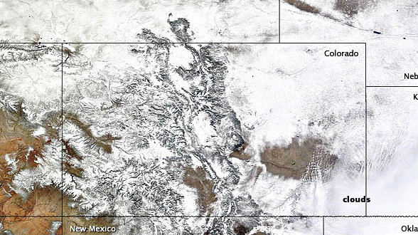 Photo: Snowy satellite image of Colorado