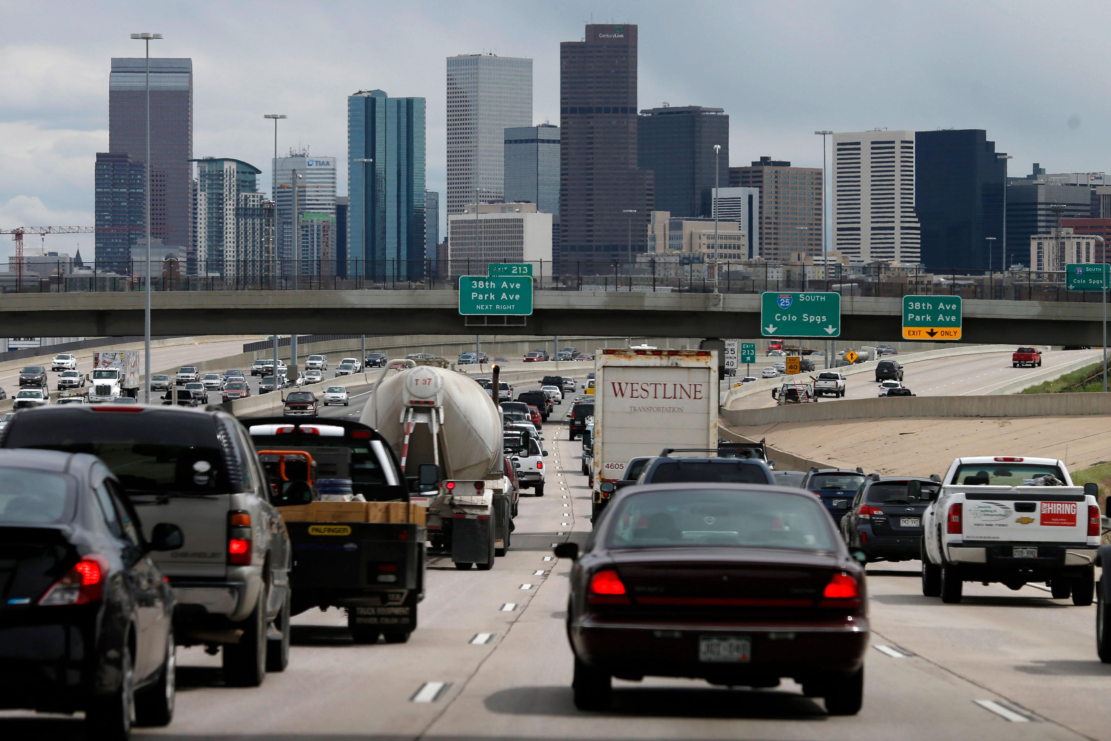 Photo: Denver Downtown Traffic on I-25 - AP