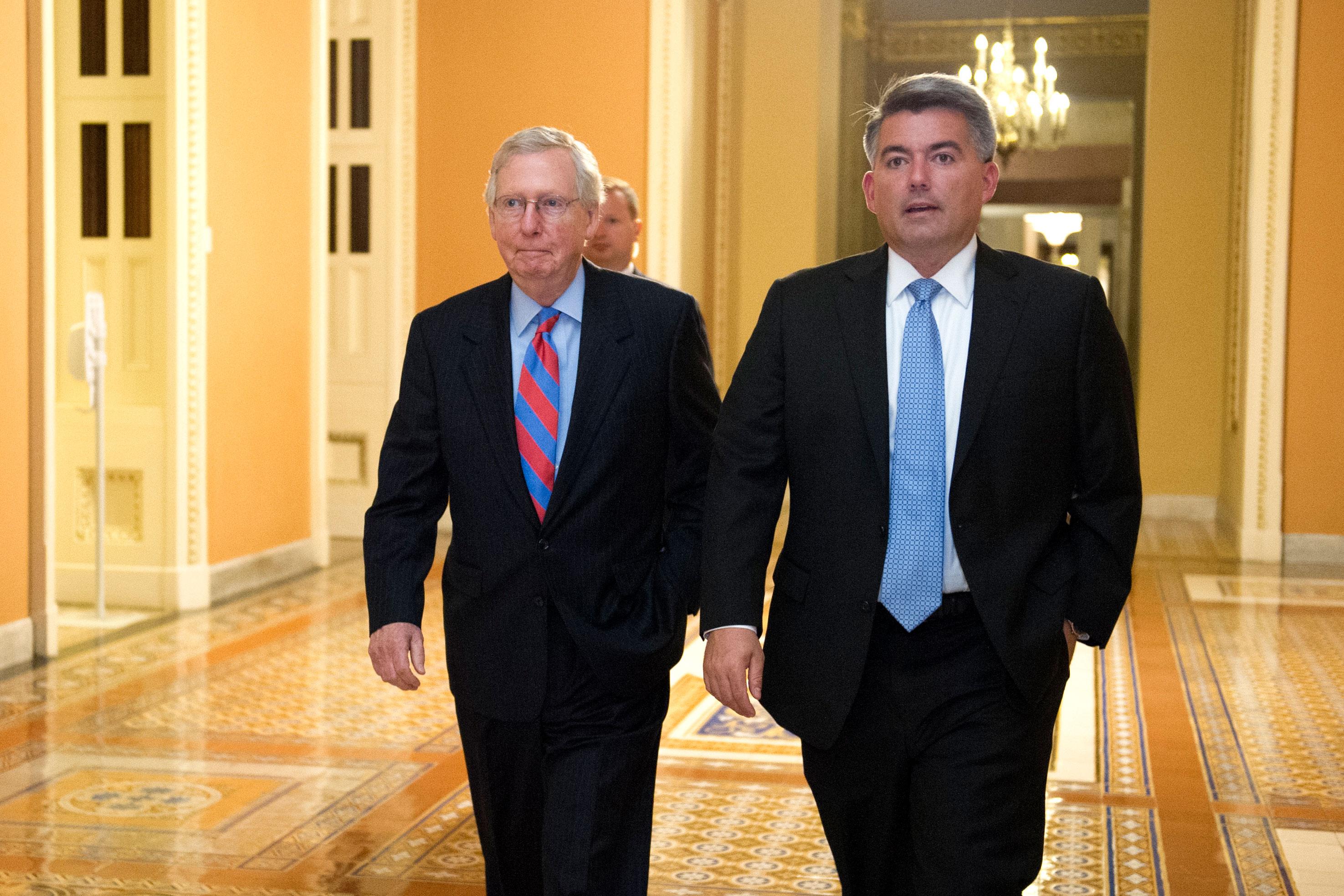 Photo: Senate Health Care Votes | Mitch McConnell And Cory Gardner - AP