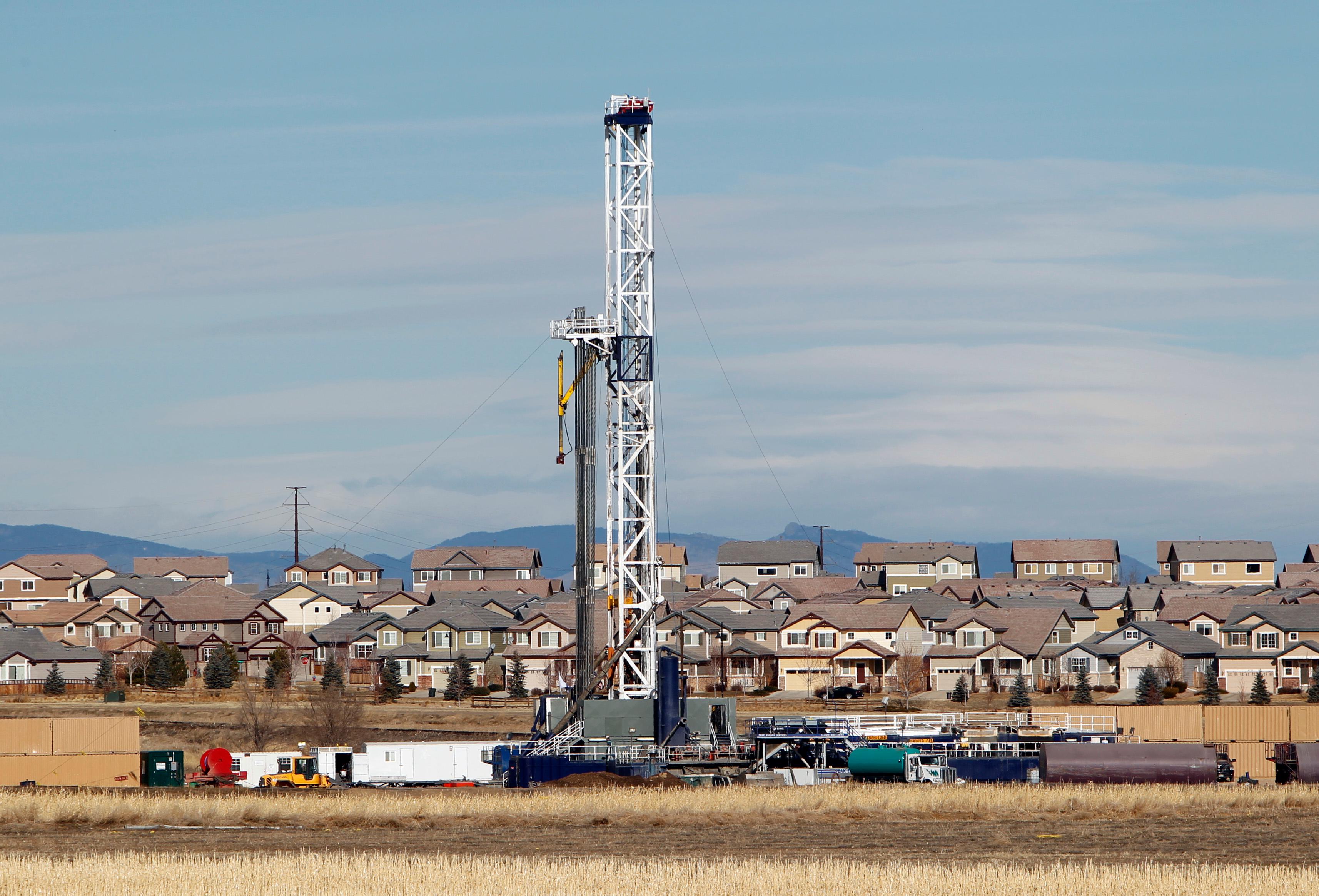 Photo: Oil well near subdivision in Frederick (AP Photo)