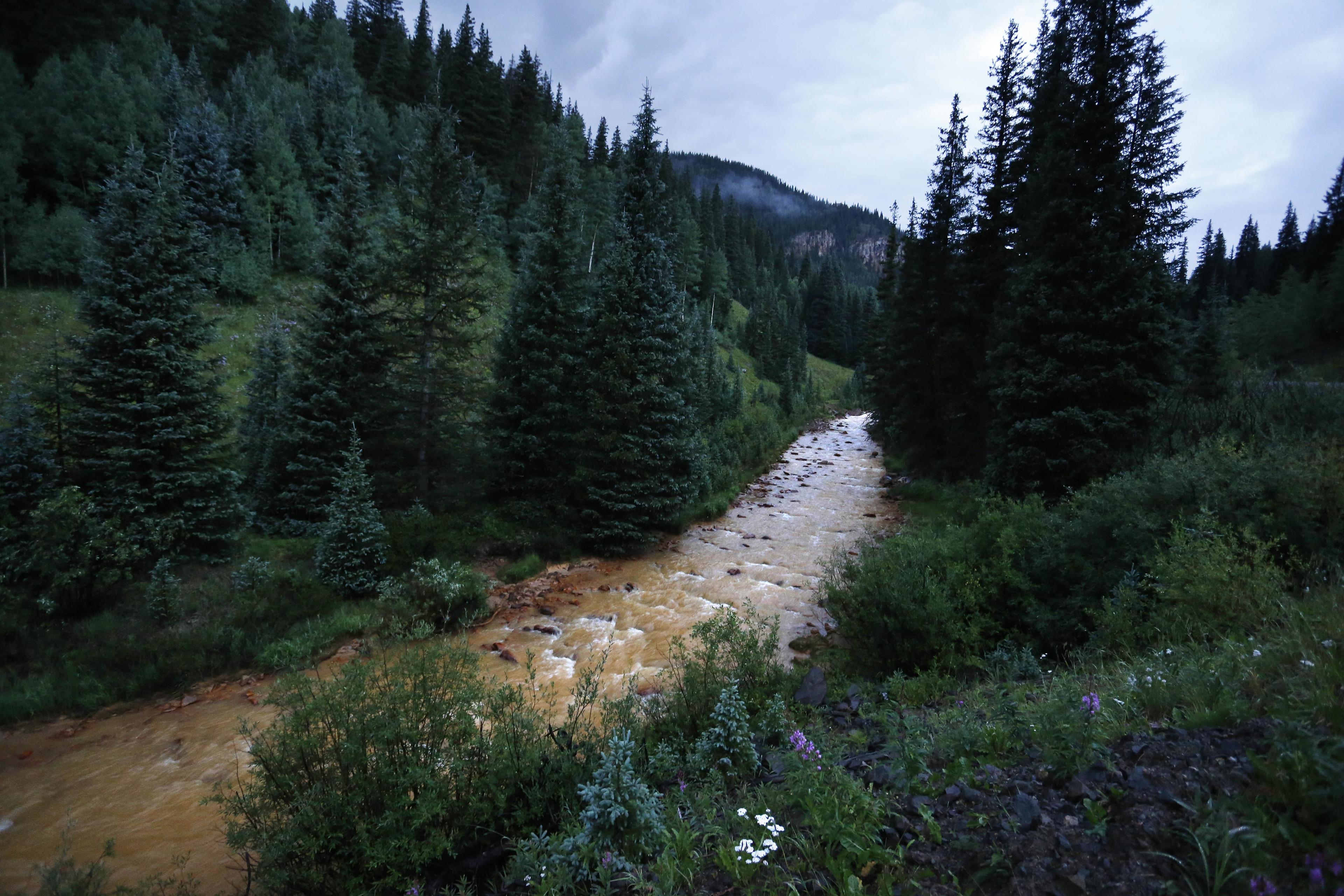 Photo: Cement Creek downstream from Gold King Mine (AP Photo)
