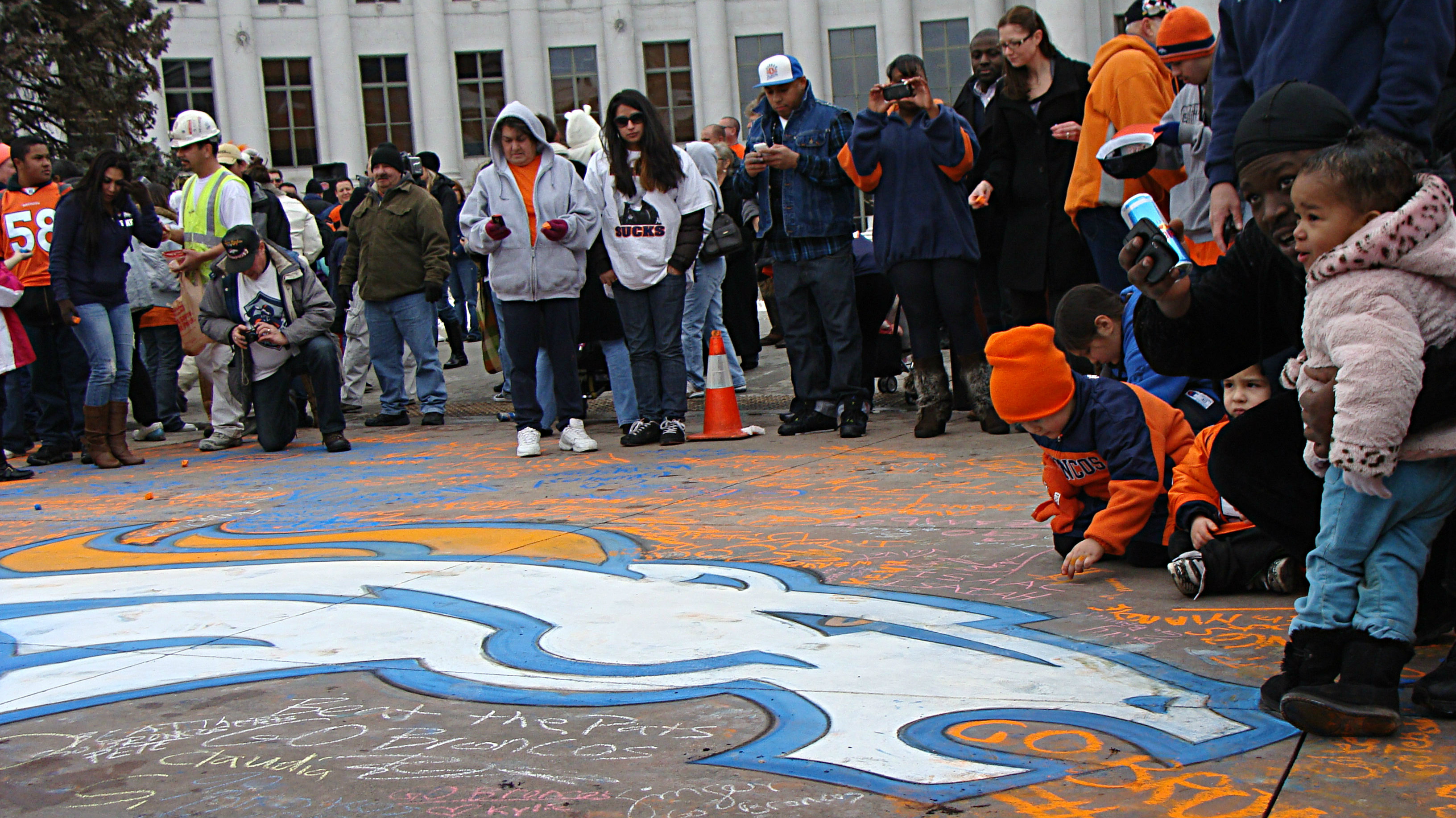 Photo: Broncos Chalk Logo