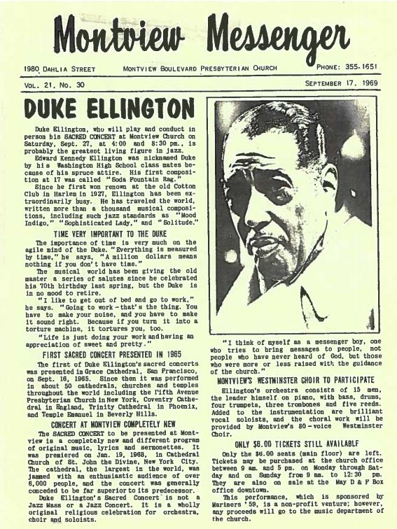 Photo: Montview Messenger Duke Ellington flyer