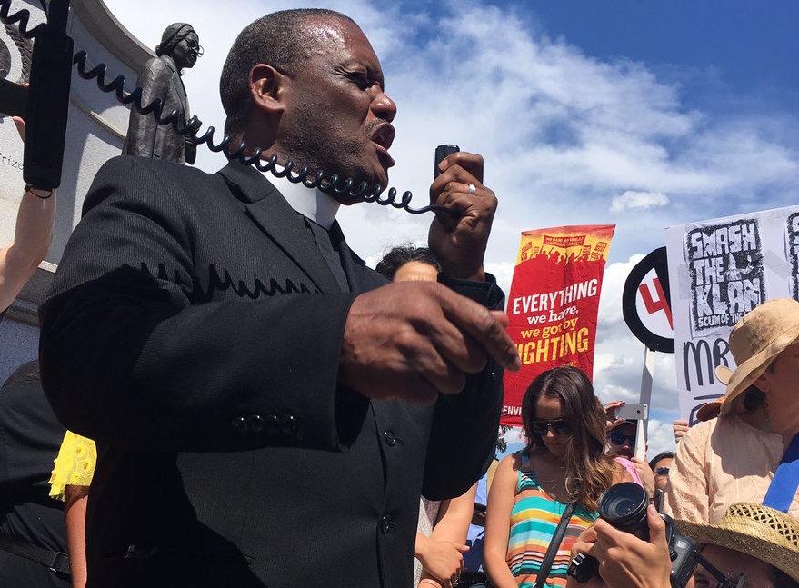 Photo: Rev. Timothy Tyler of Denver&#039;s historic Shorter Community AME, Charlottesville response rally