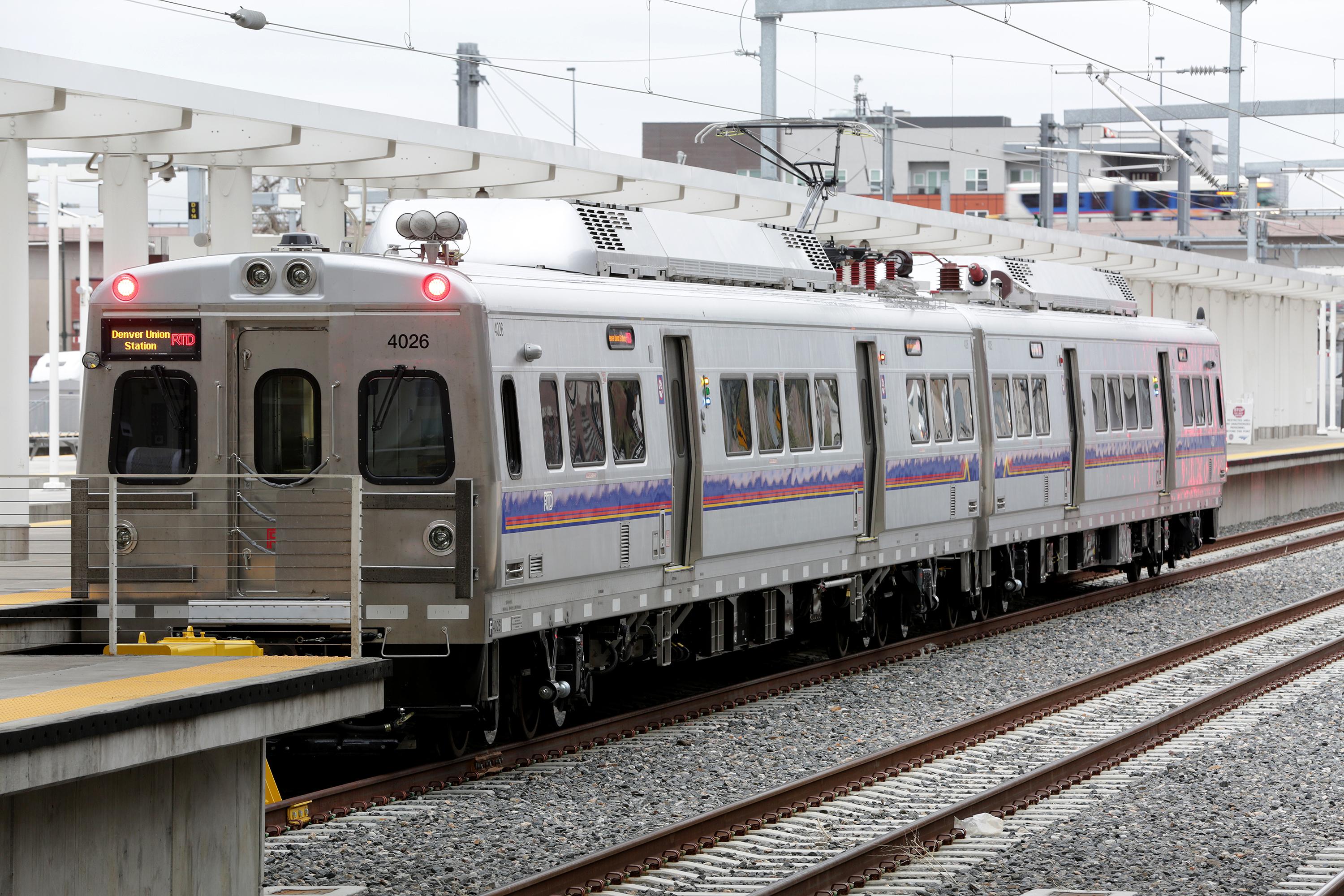 Photo: RTD FasTracks train at Union Station 3, Denver, April 11, 2016