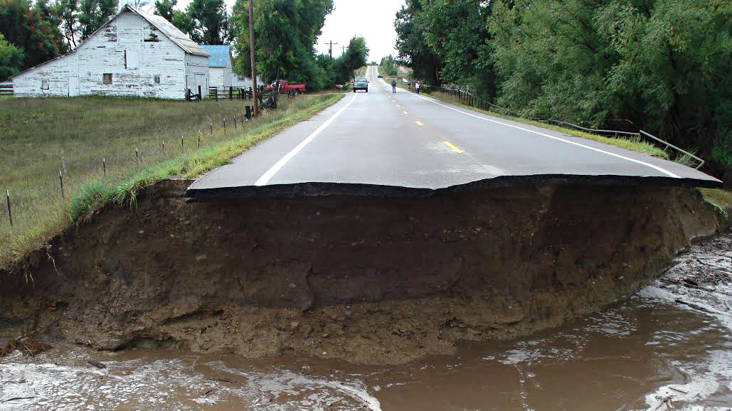 Photo: Flood devastation to County Road in Berthoud
