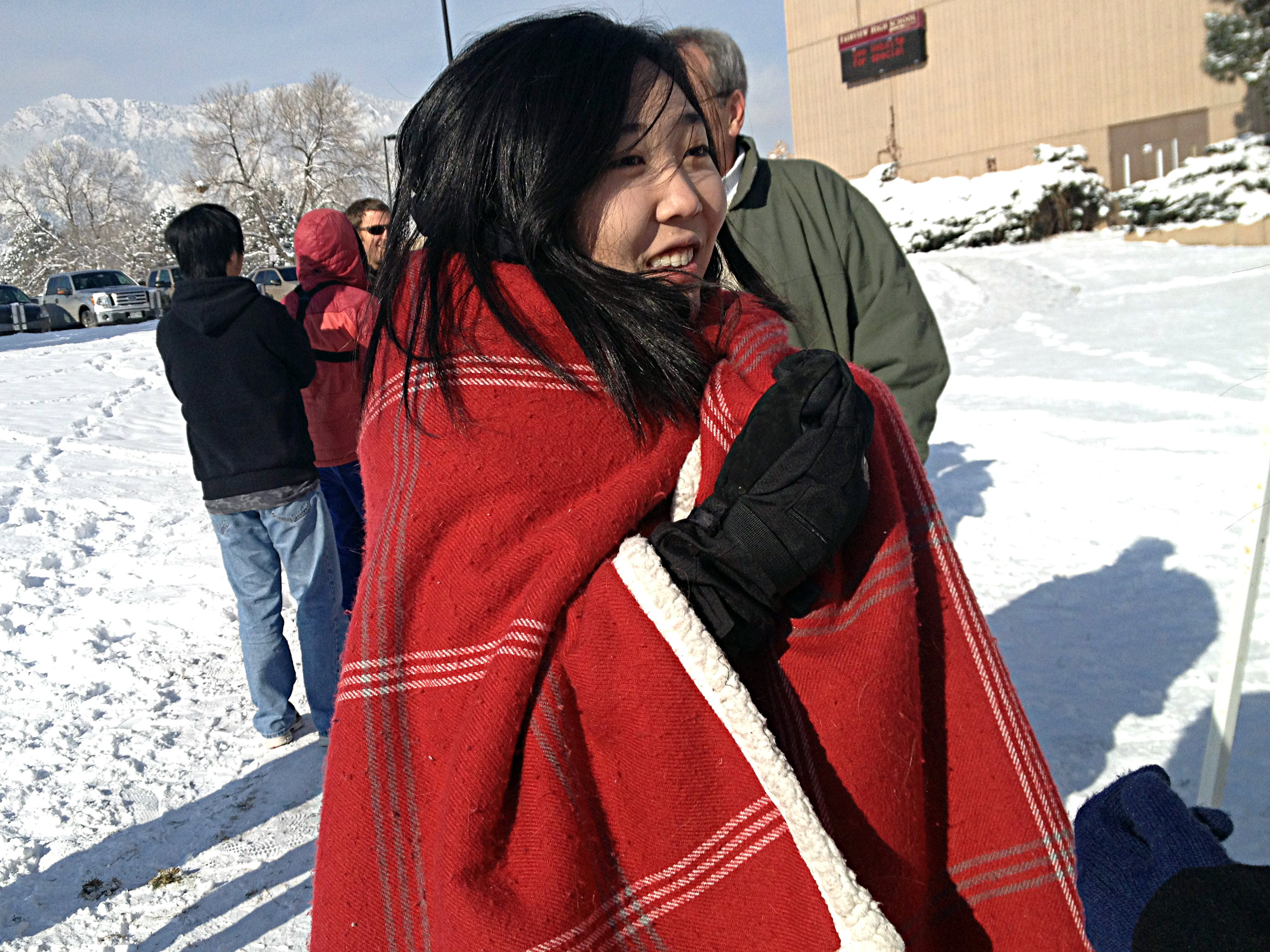 Photo: Boulder protest girl in blanket