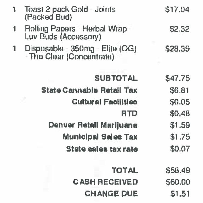 Photo: Colorado Marijuana Tax Money 3 | Local Receipt - AAwad