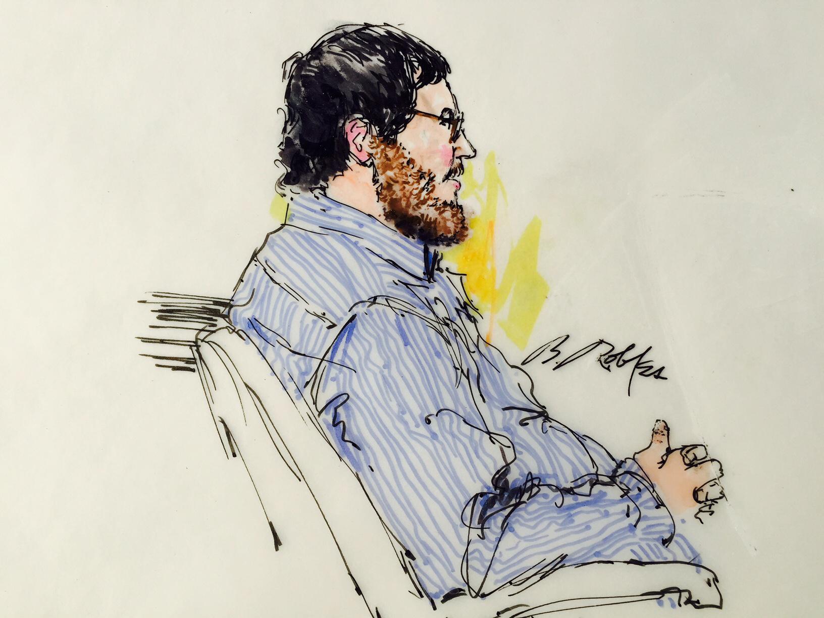 Photo: James Holmes sketch, profile, Aurora theater shooting trial