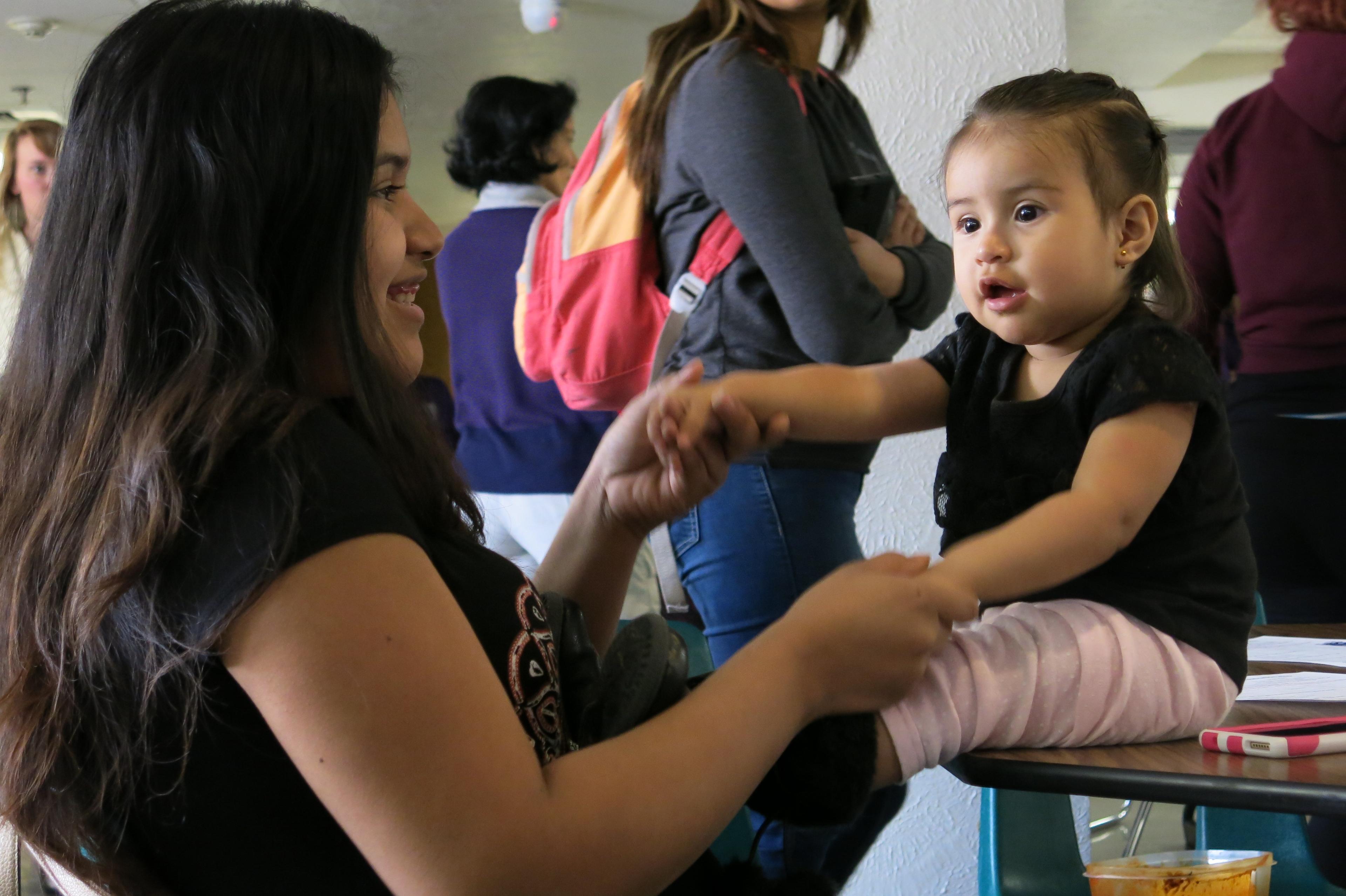 Photo: teen mother and child at Florence Crittenton High School