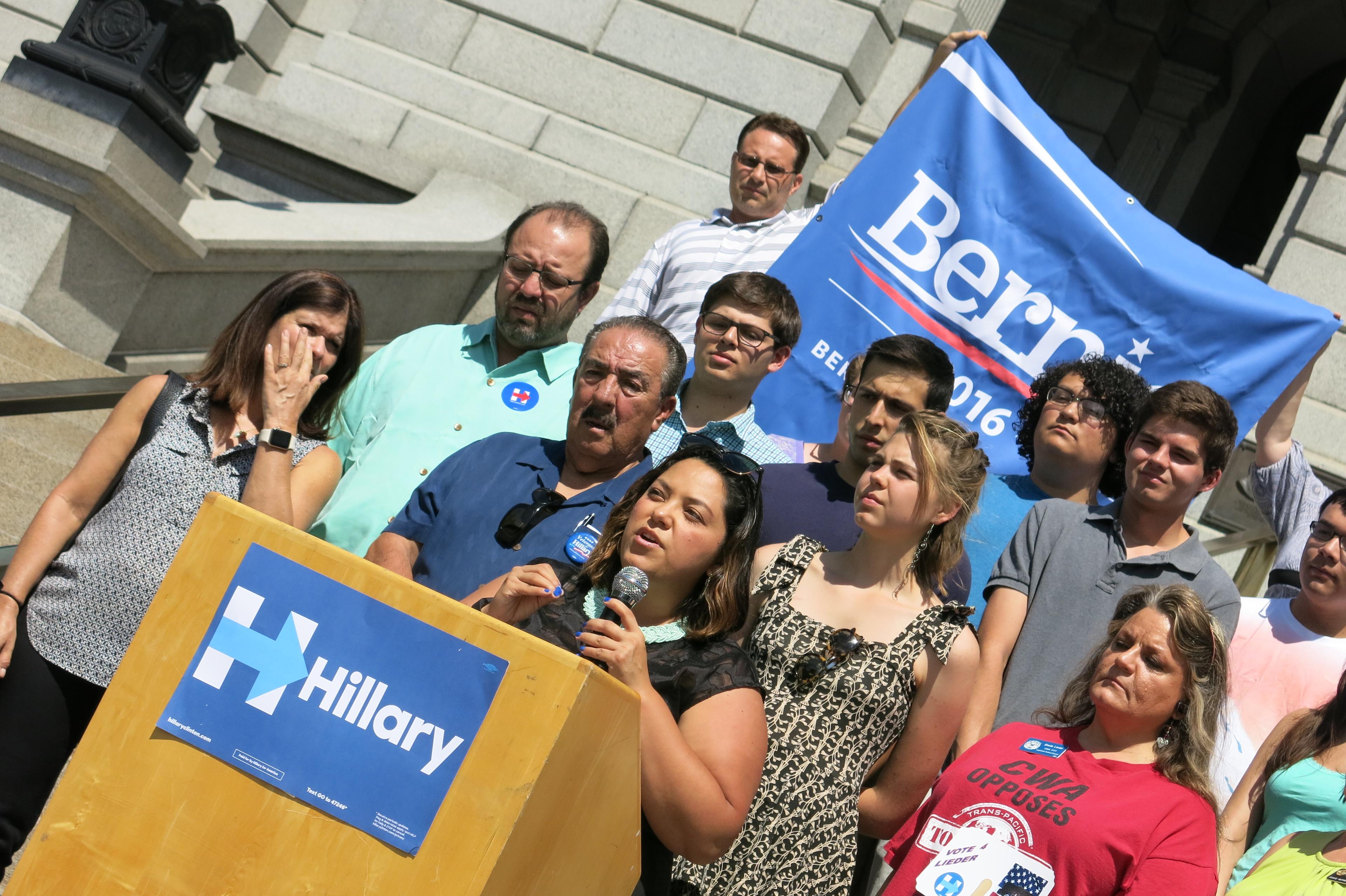 Photo: Sanders supporter crashing Clinton rally