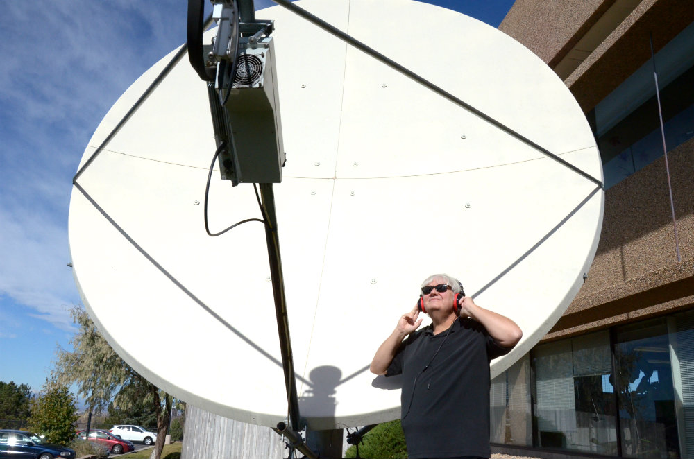 photo: Mike Flanagan with radio telescope