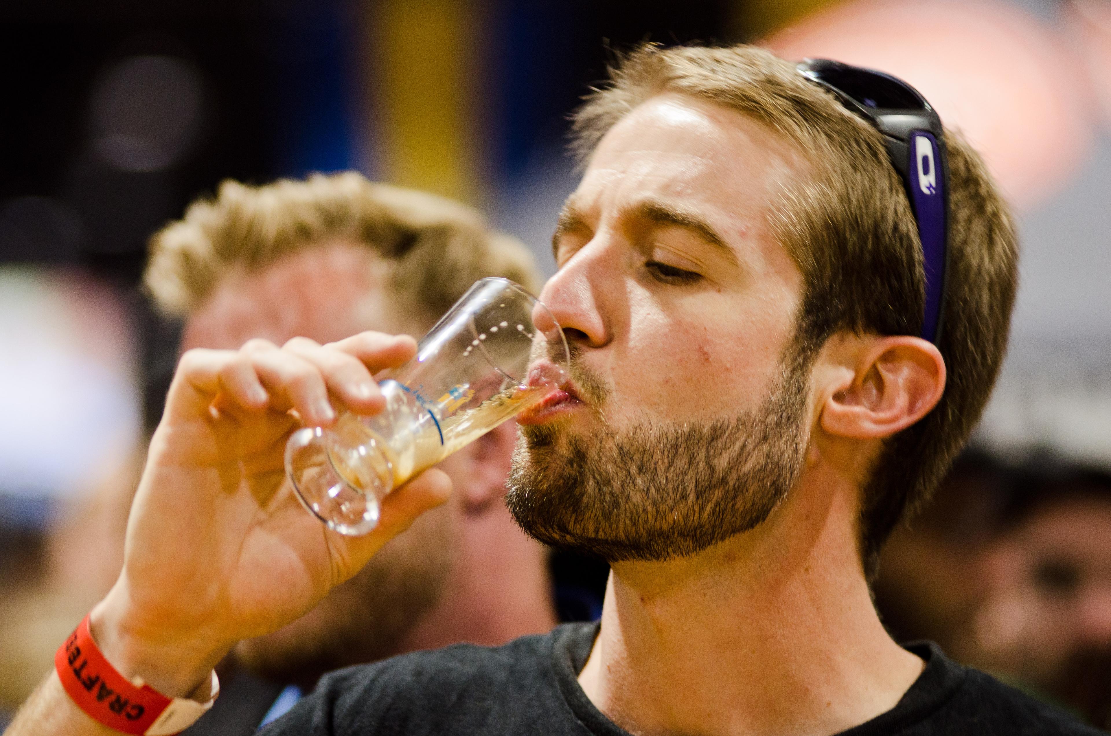 Photo: Sipping beer