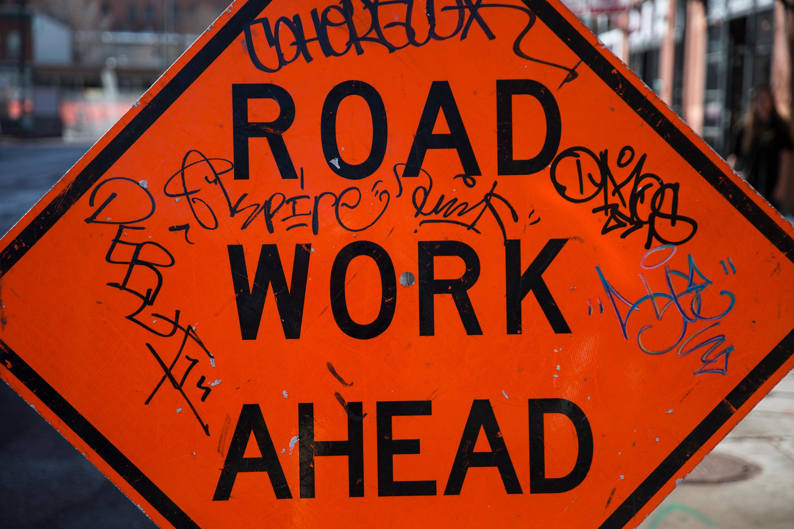 Photo: Road Work Ahead Sign