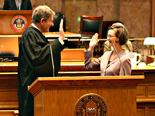 Senator Rachel Zenzinger swearing in