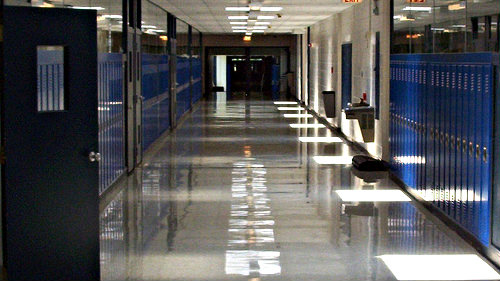 Photo: High school hallway