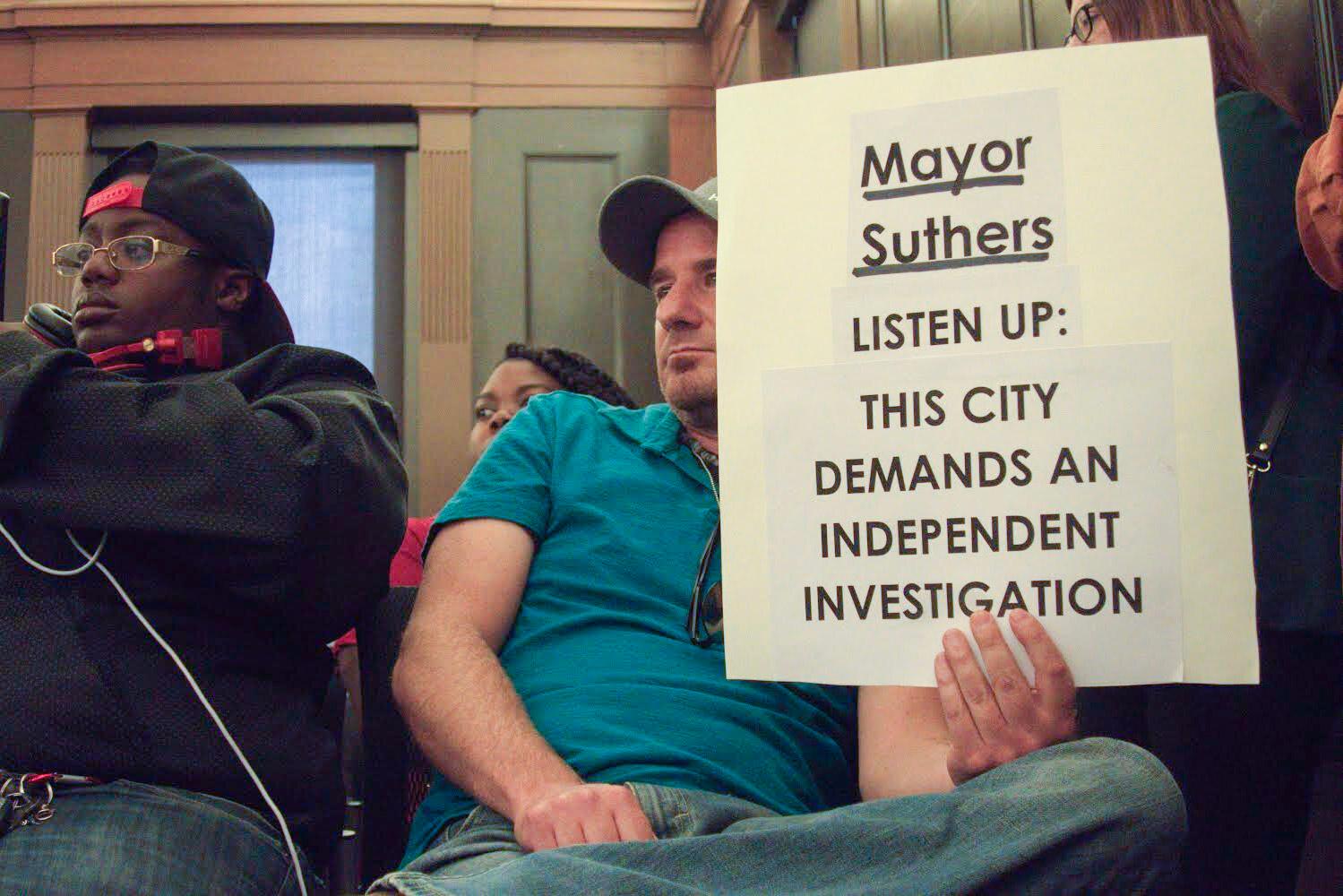 Concerned community members packed the chamber at City Hall on Tuesday, Sept. 10, 2019, for the at times emotional meeting. Many held protest signs, some had tears running down their face while others were visibly angry. They are upset the El Paso Sheriff’s Department investigated Bailey’s shooting and the county’s District Attorney will decide whether the officers involved followed Colorado law.