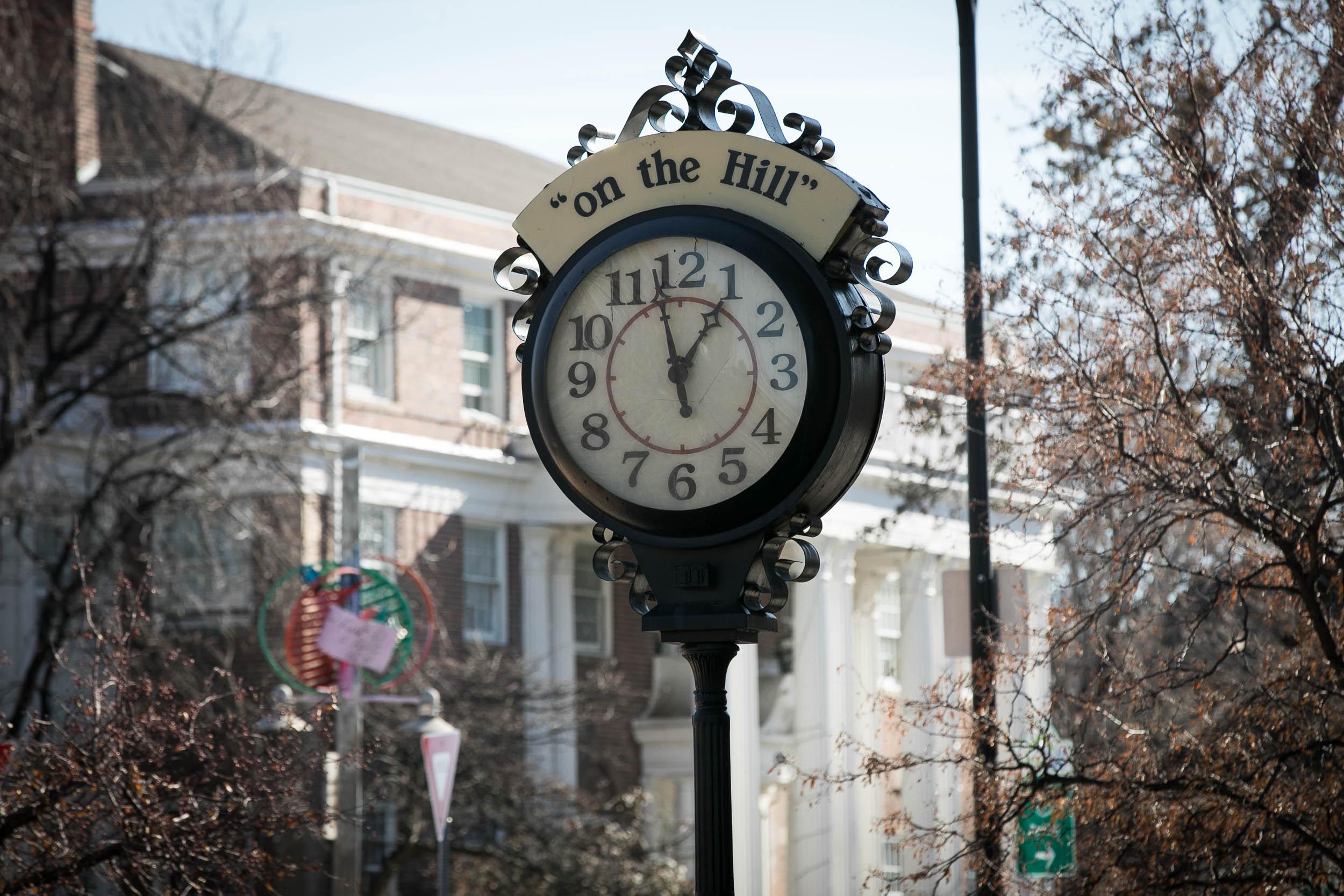 The clock on The Hill in Boulder