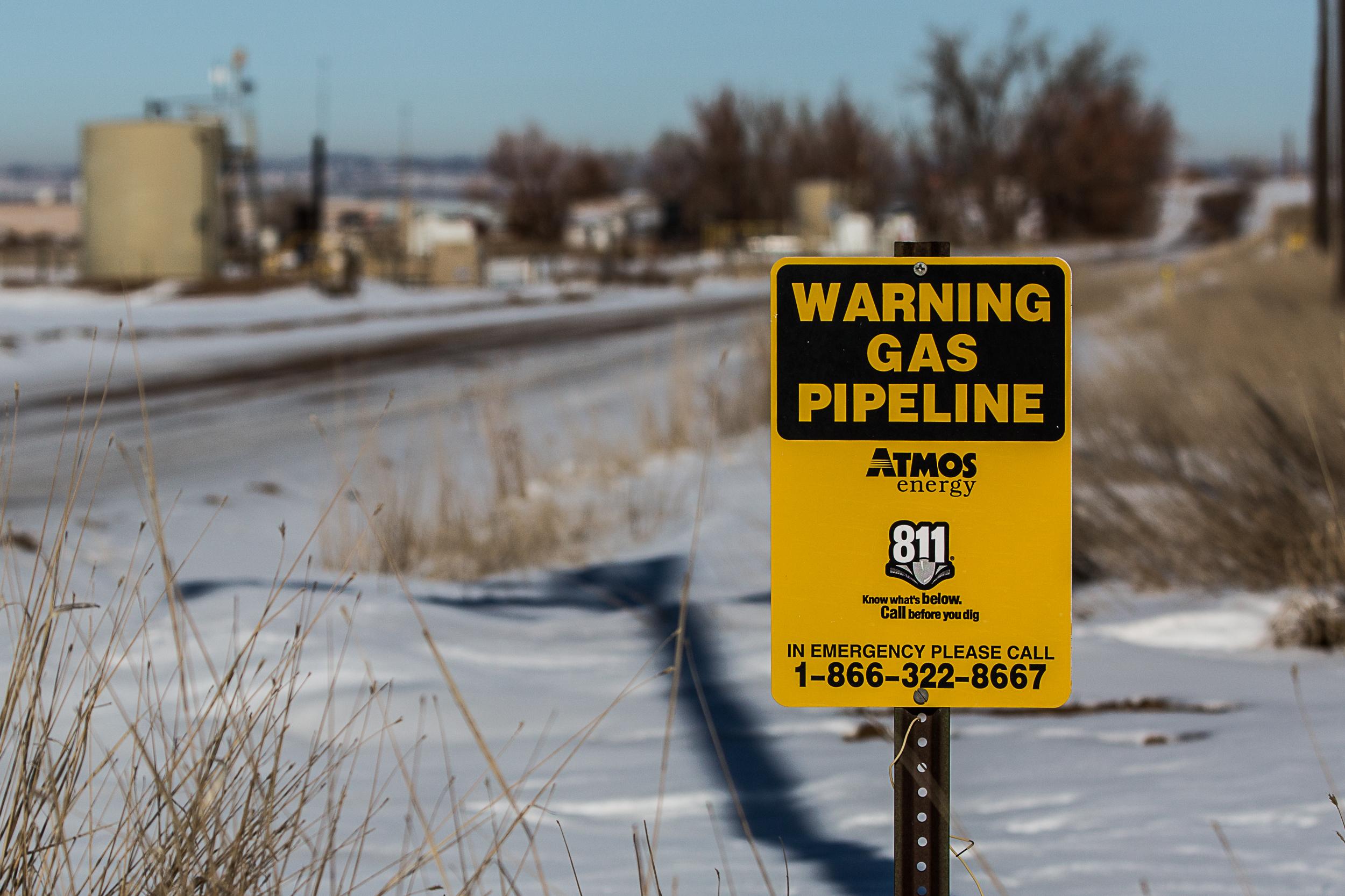 Natural gas pipeline warning signs in Weld County November 2019.