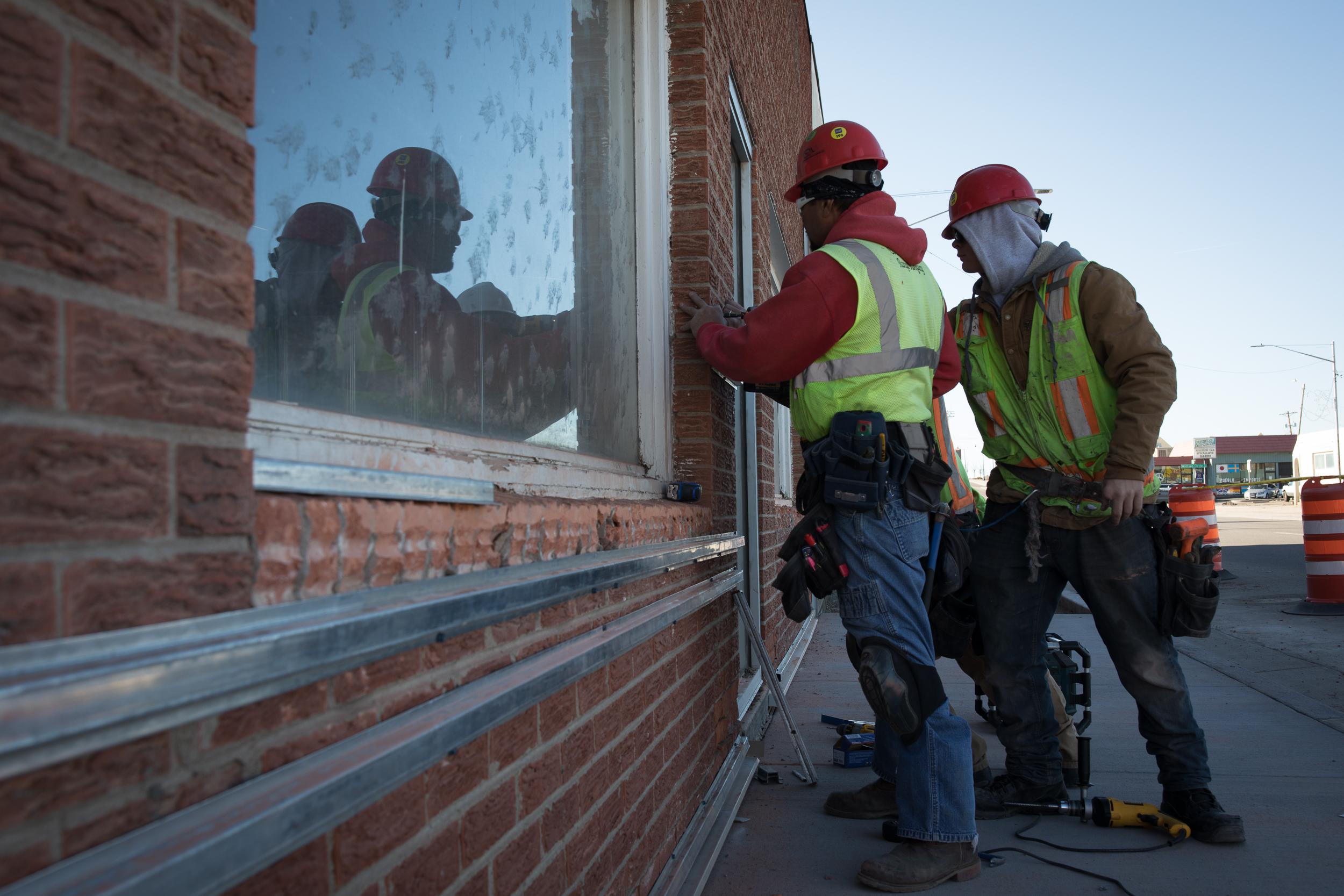 A crew at work on the revamped Pueblo Rescue Mission Tuesday Jan. 7 2019.