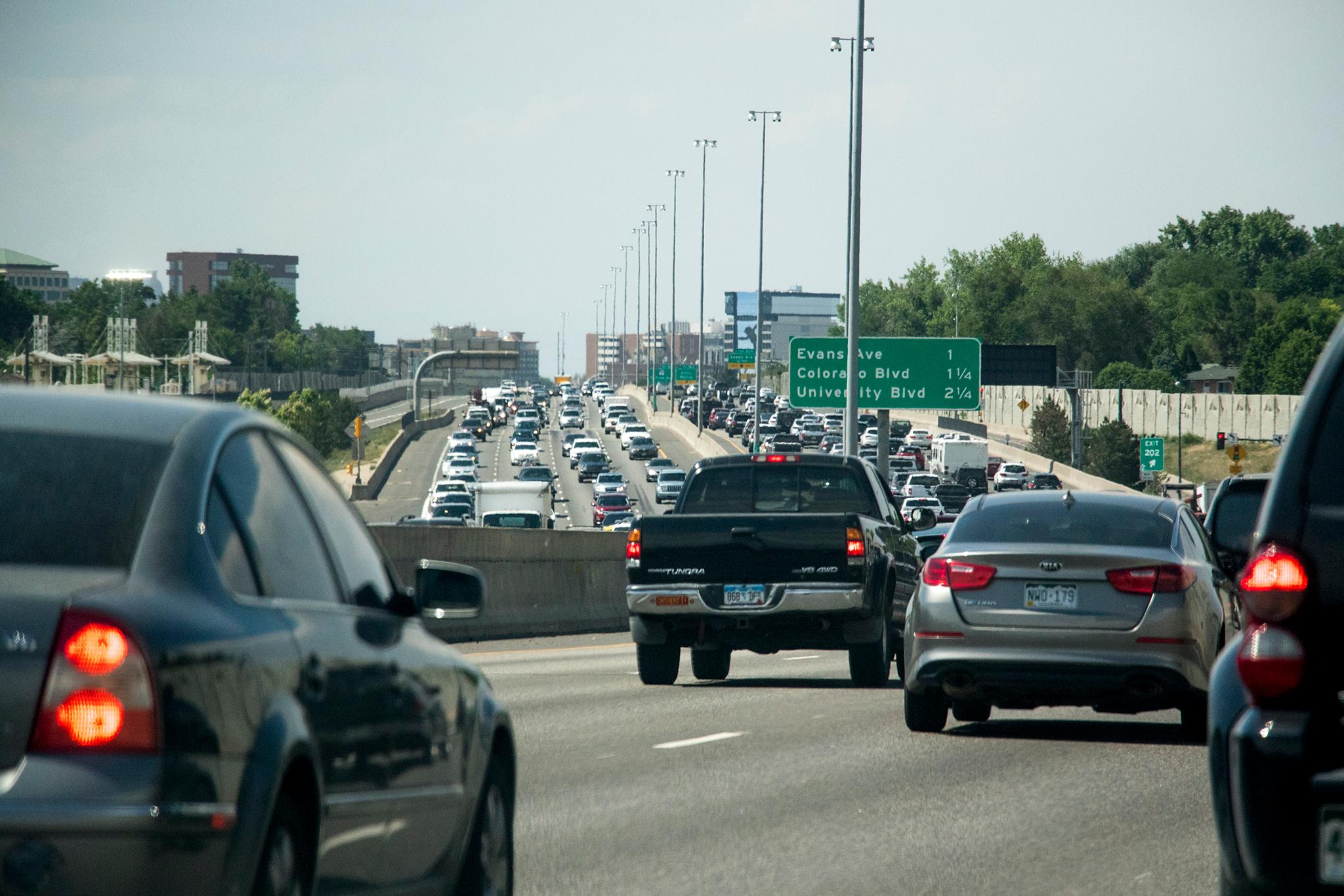 Rush hour traffic on I-25, June 15, 2018. (Kevin J. Beaty/Denverite)