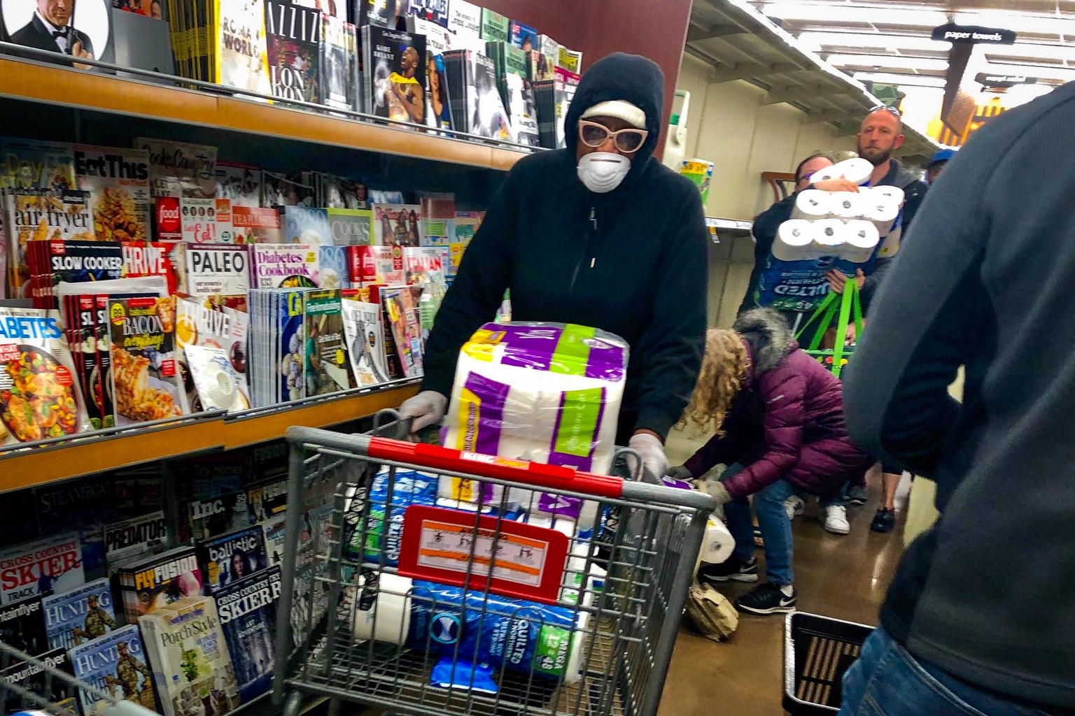 Coronavirus Shoppers Load Up With Toilet Paper At King Soopers