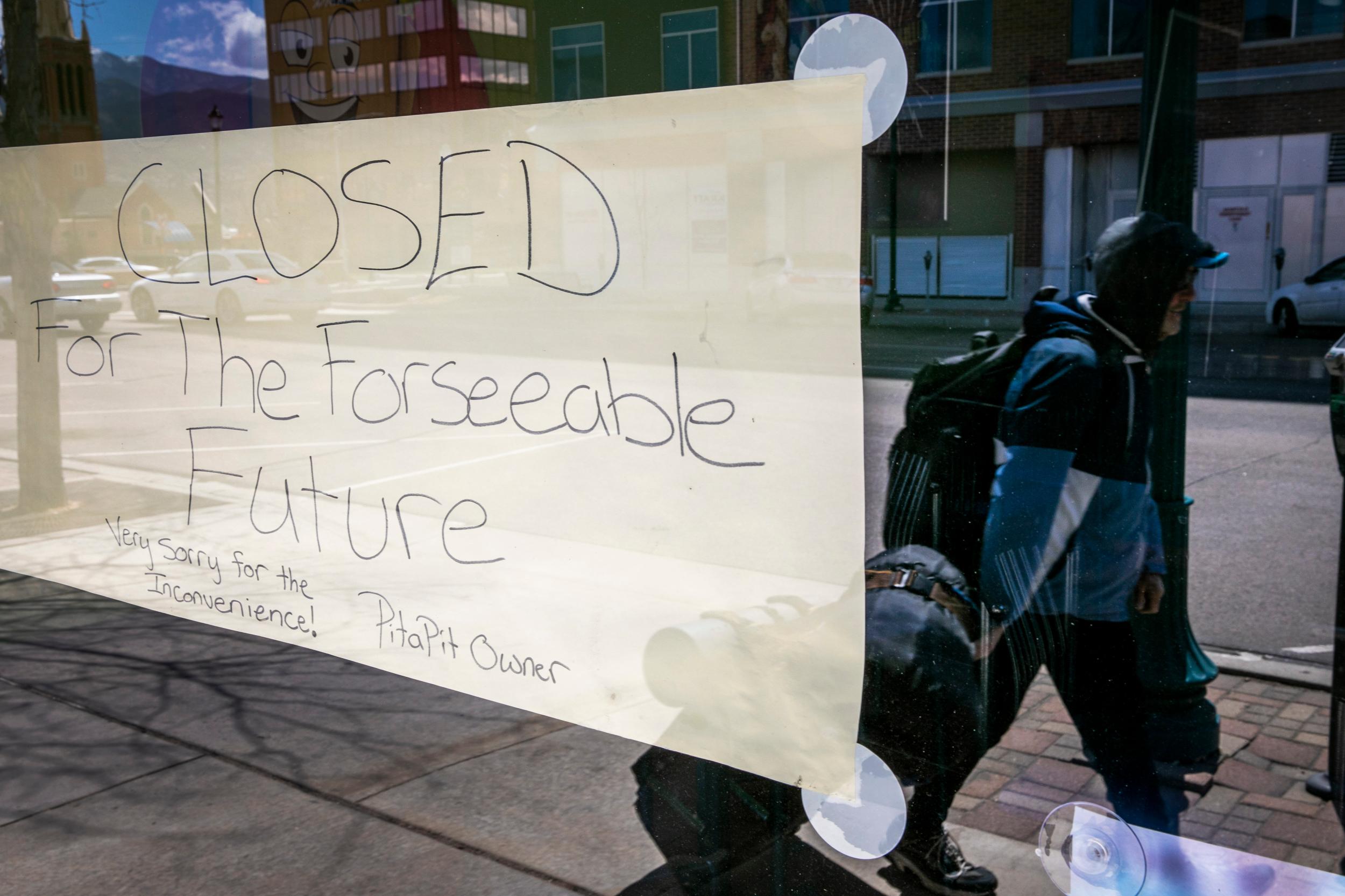 Closed Signs In Colorado Springs During Coronavirus