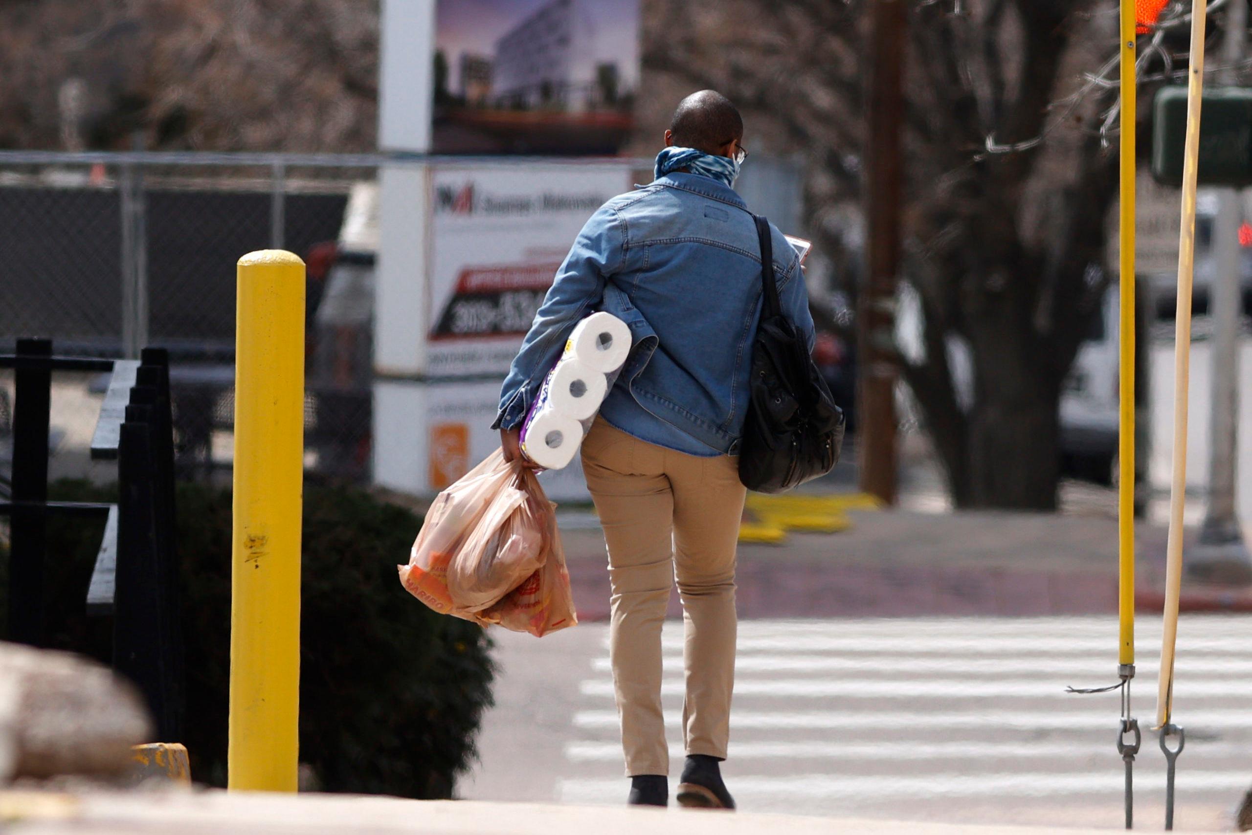 shopper with toilet paper, r m