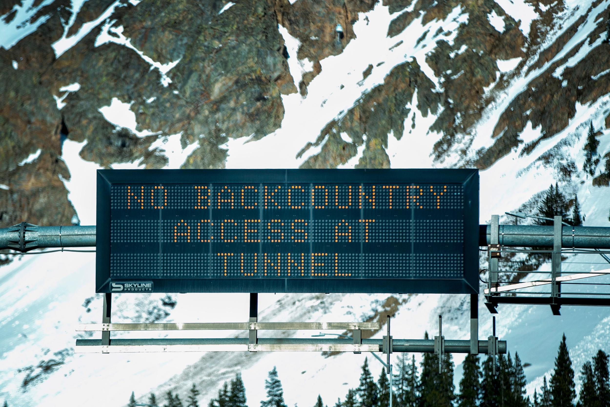 Interstate 70 Backcountry Warning Sign
