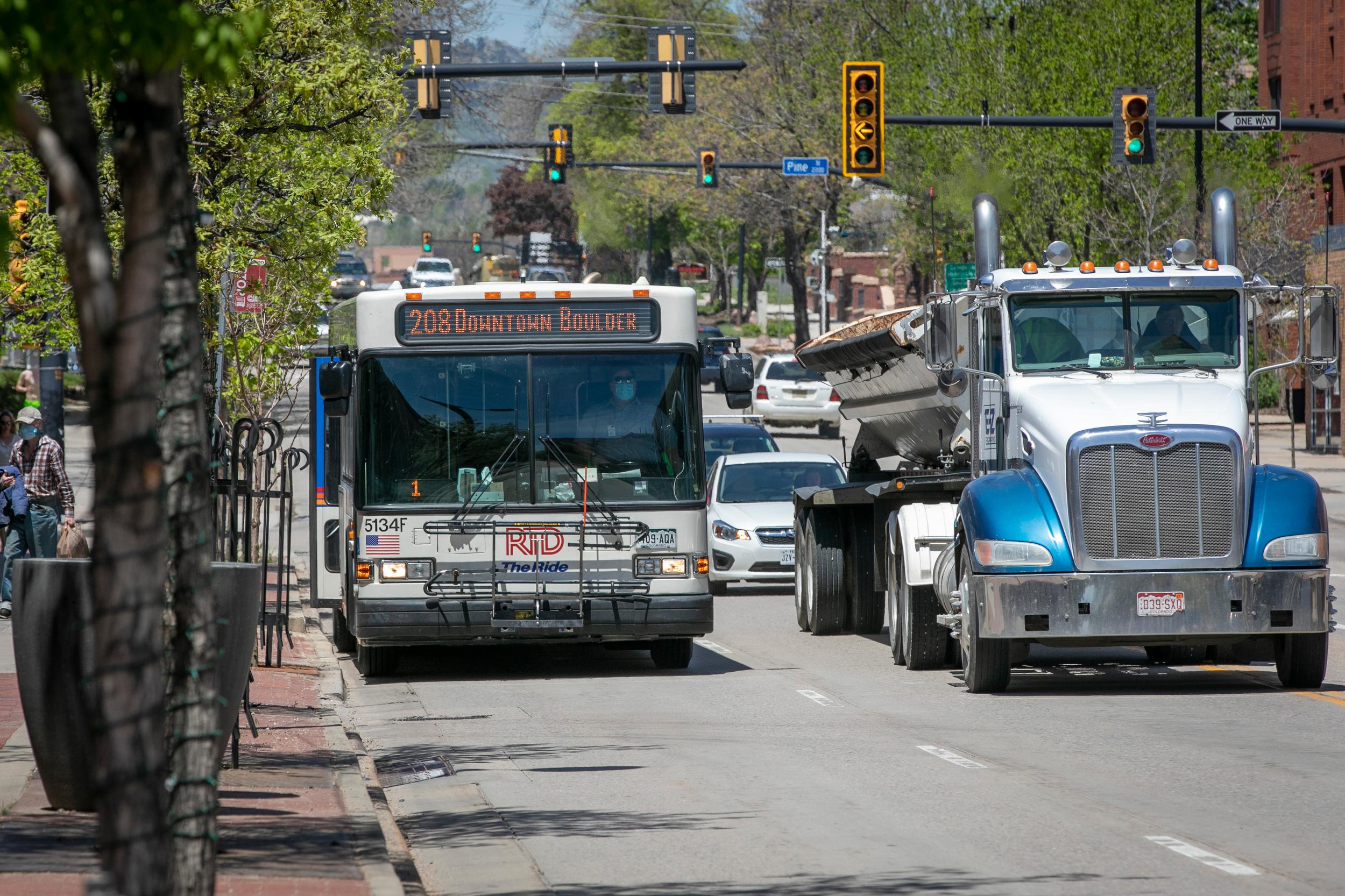 RTD bus on Broadway in Boulder