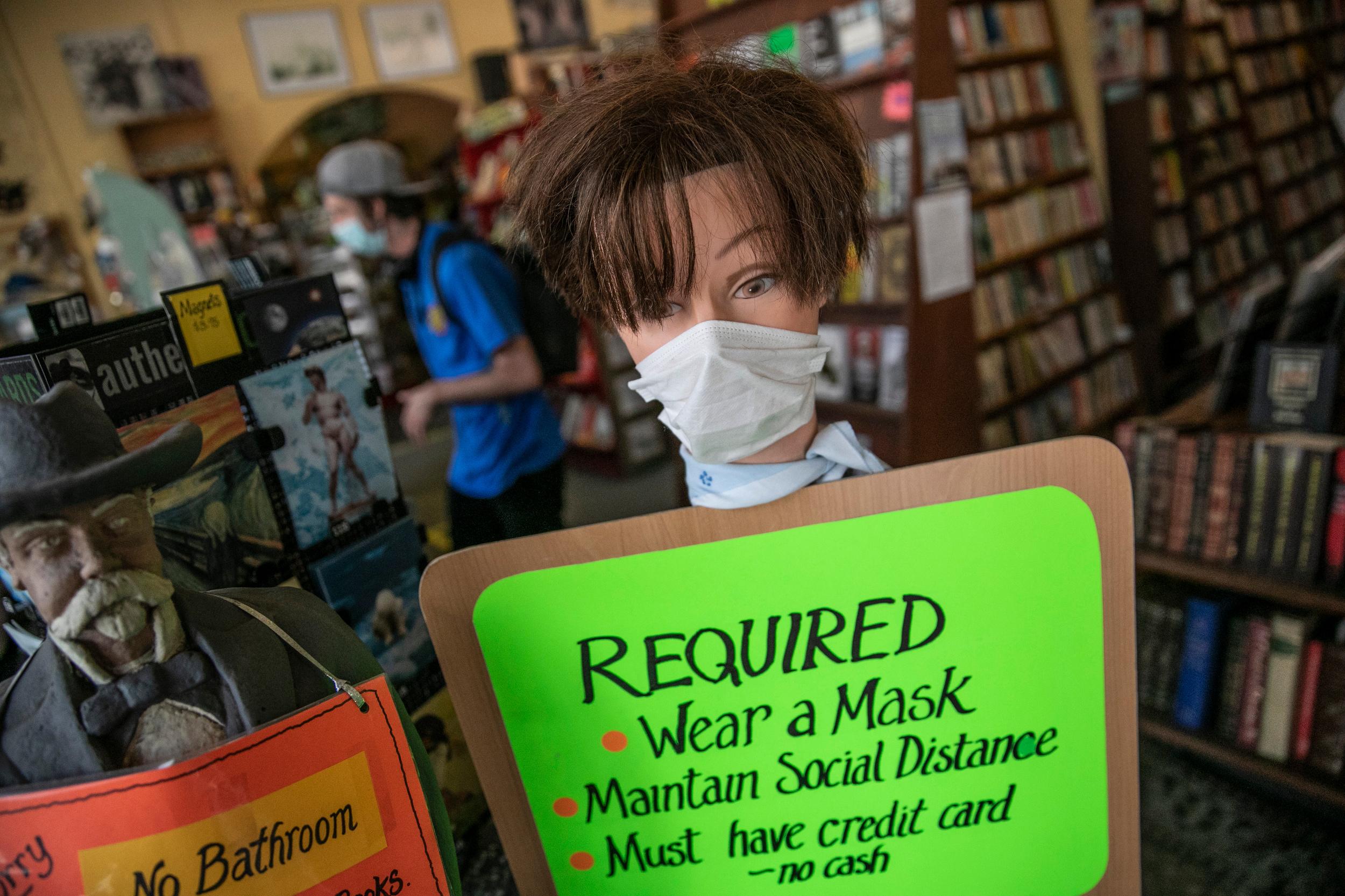 Capitol Hill Books owner Holly Brooks in her reopened store on Colfax Avenue