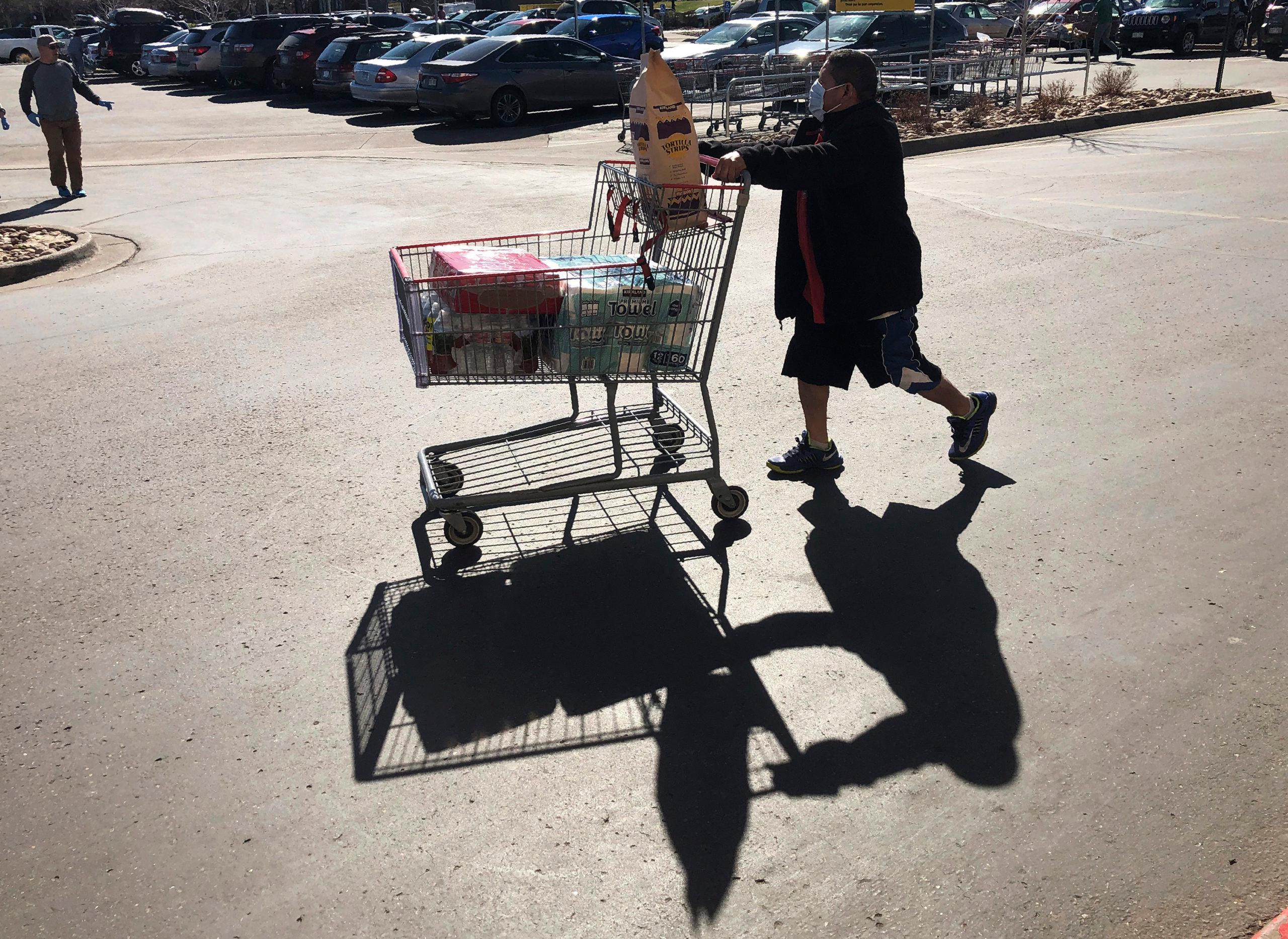 Costco shopper groceries during coronavirus pandemic