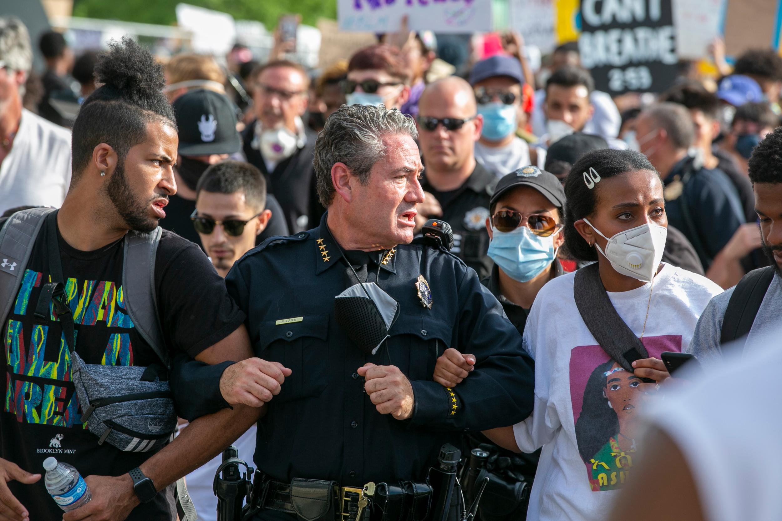 Denver Police Chief Pazen Joins Demonstartors Protesting George Floyd’s Death In Minneapolis
