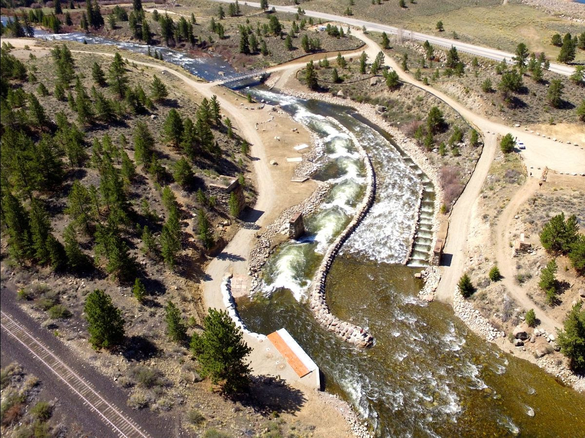 An aerial photo of the Homestake Arkansas River Diversion, located near Granite.