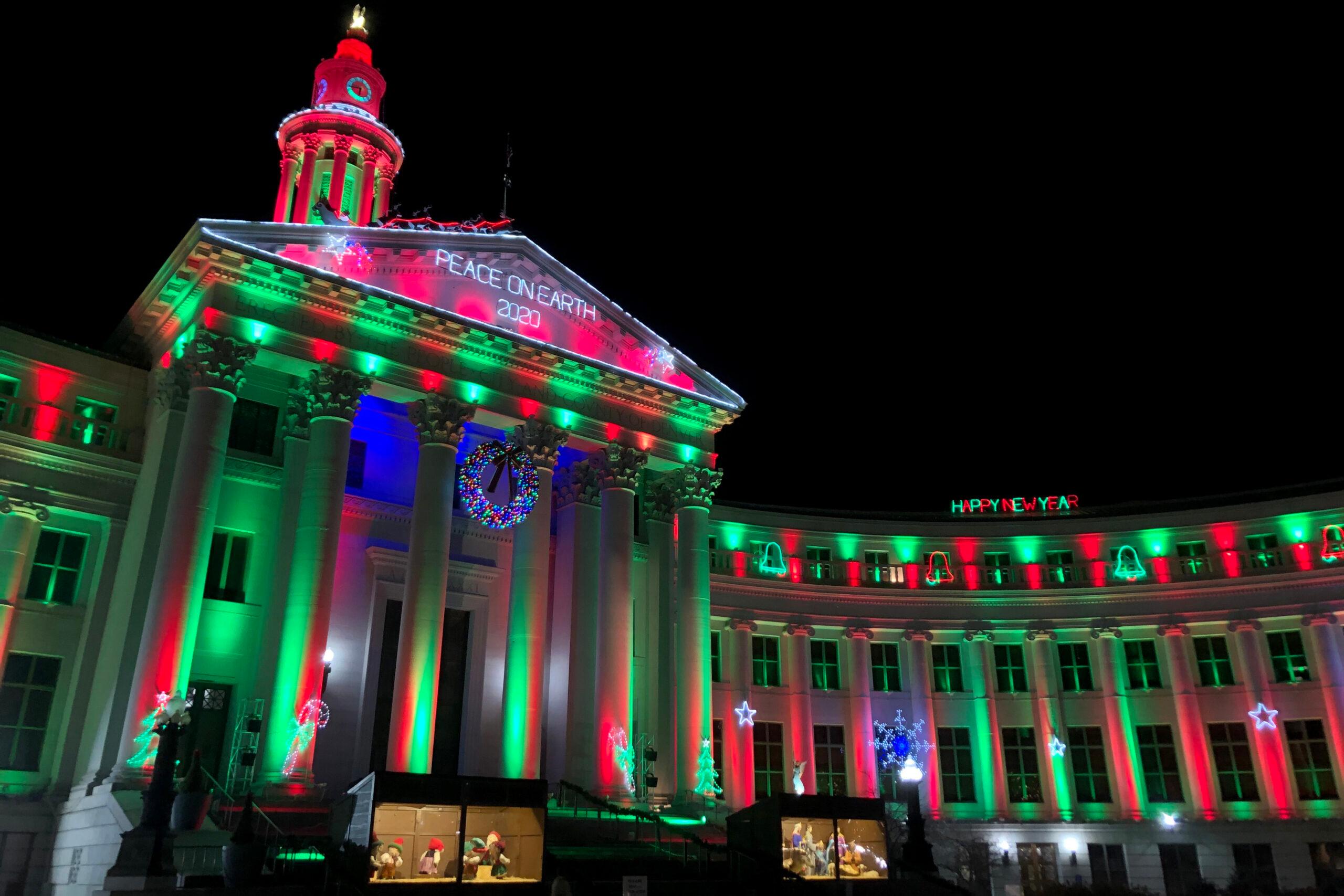 DENVER CITY AND COUNTY BUILDING CHRISTMAS EVE LIGHTS