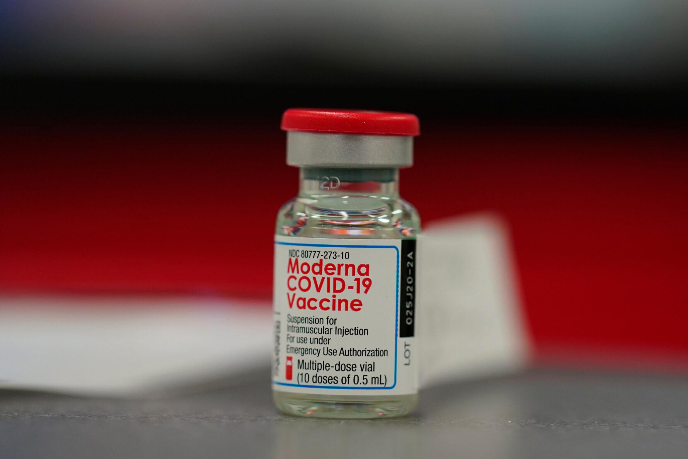 A vial of the COVID-19 vaccine from Moderna.