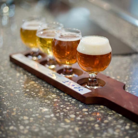 A beer flight from New District Brewing Co.