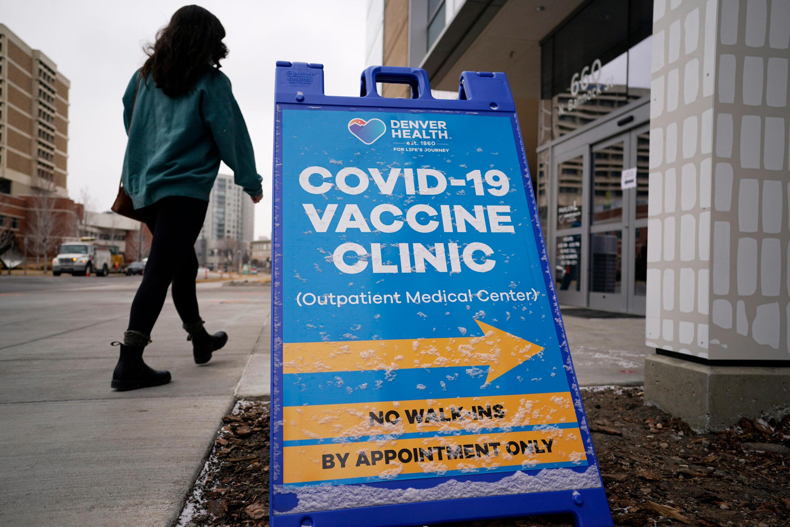 COVID vaccine clinic sign