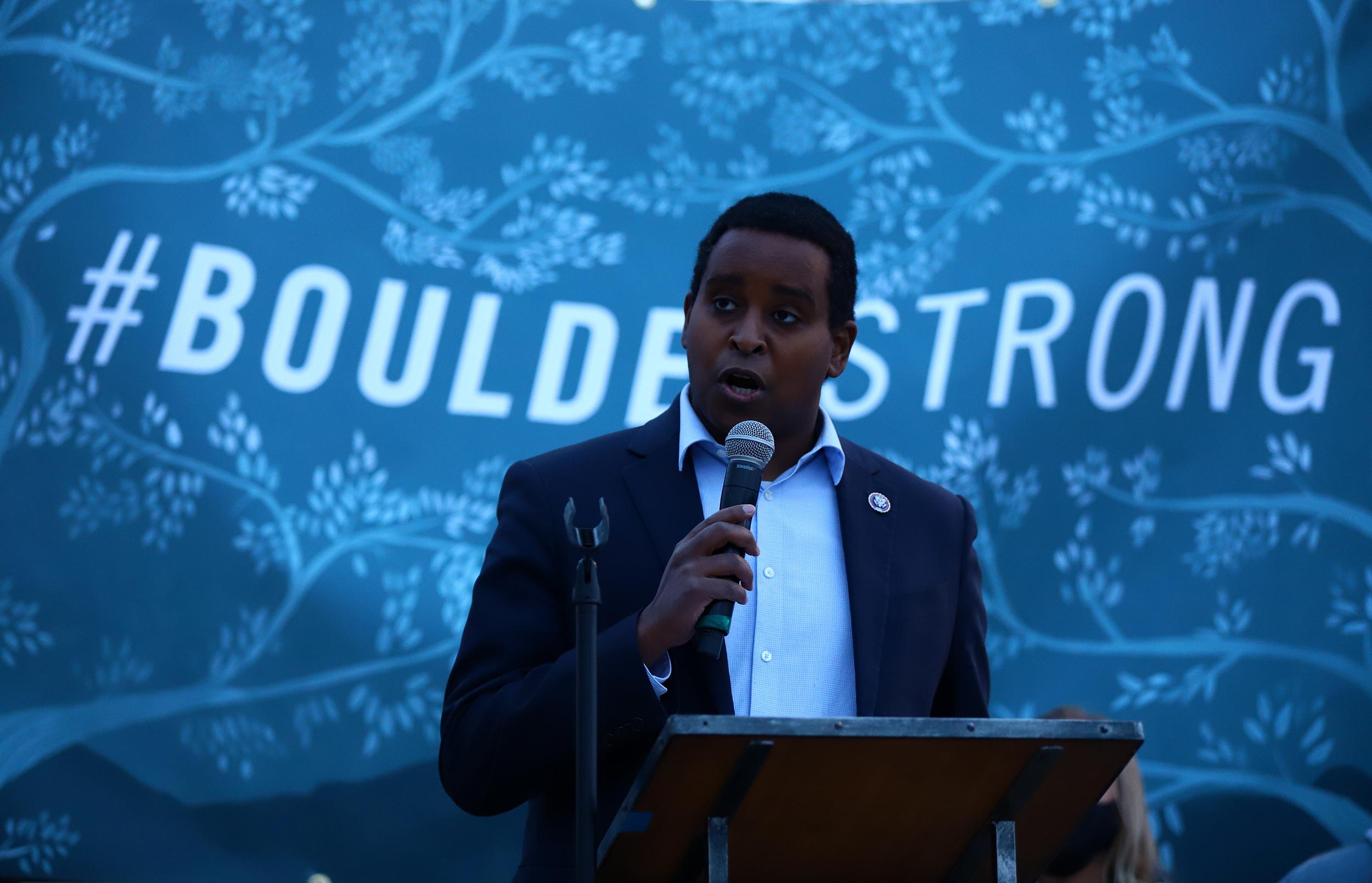 Joe Neguse King Soopers vigil Boulder 210325