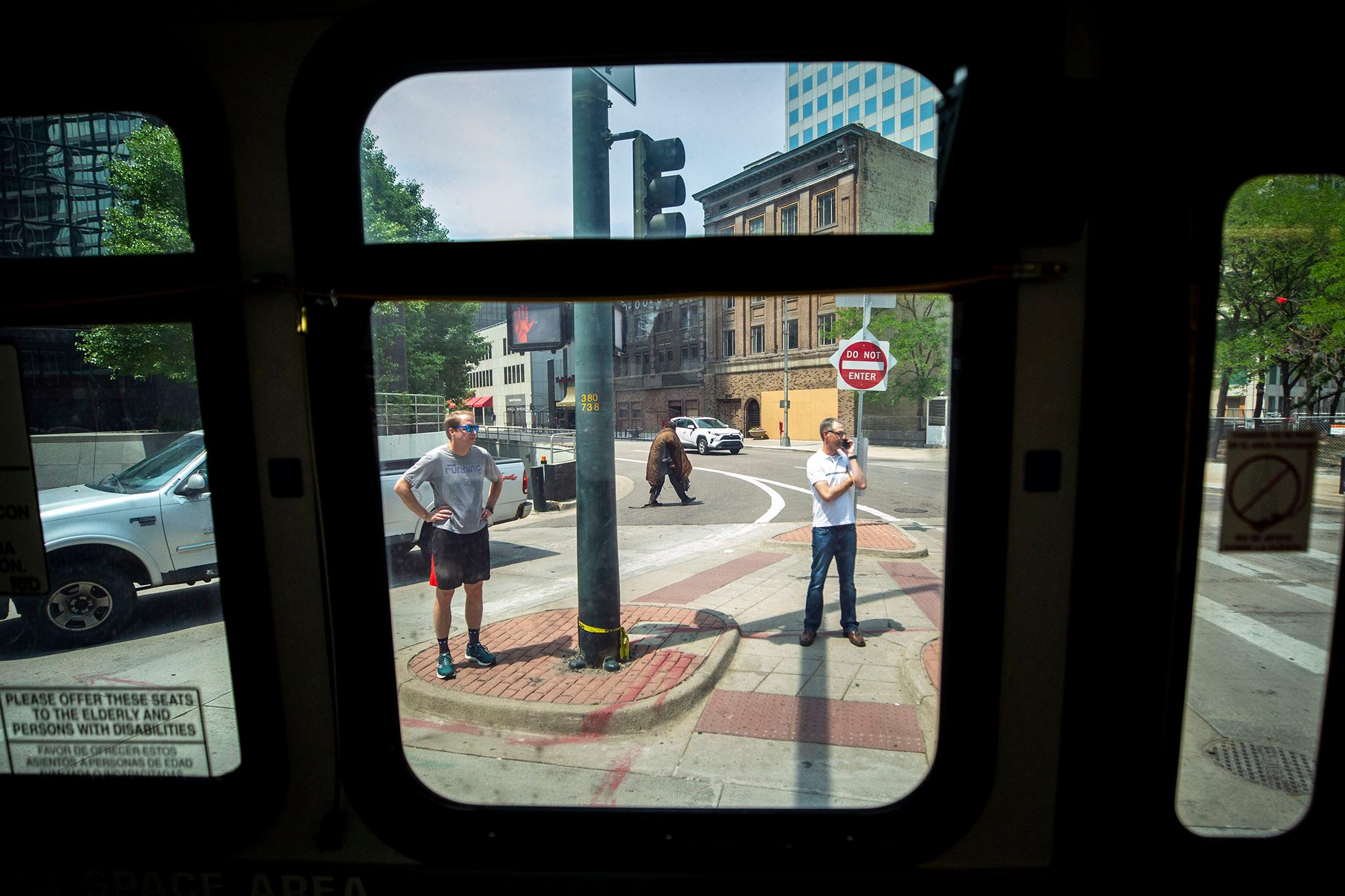 Downtown Denver seen from RTD&#039;s number 15 bus. June 16, 2021.