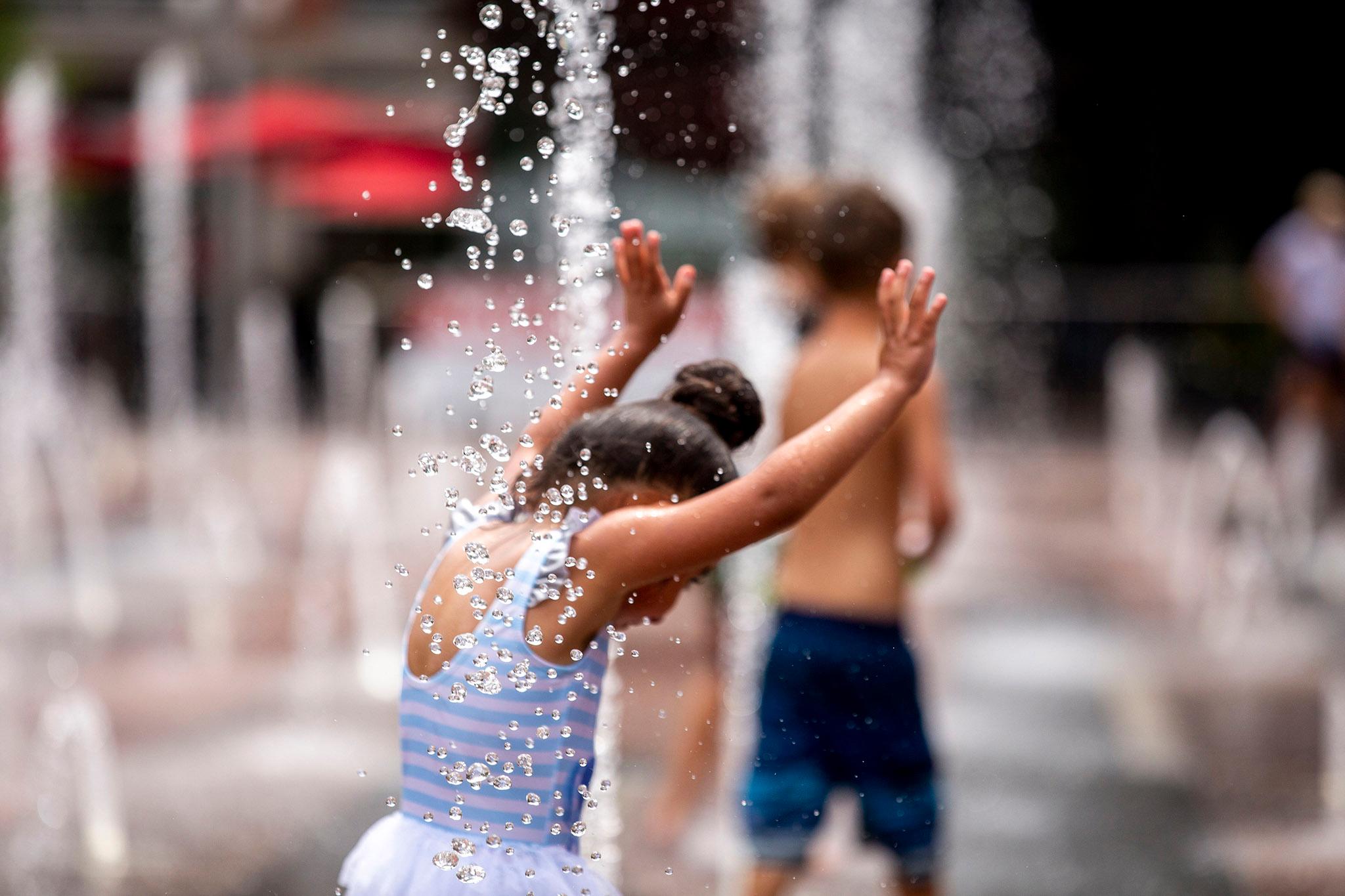 Union Station offers a way to cool off on a very hot afternoon. June 16, 2021.