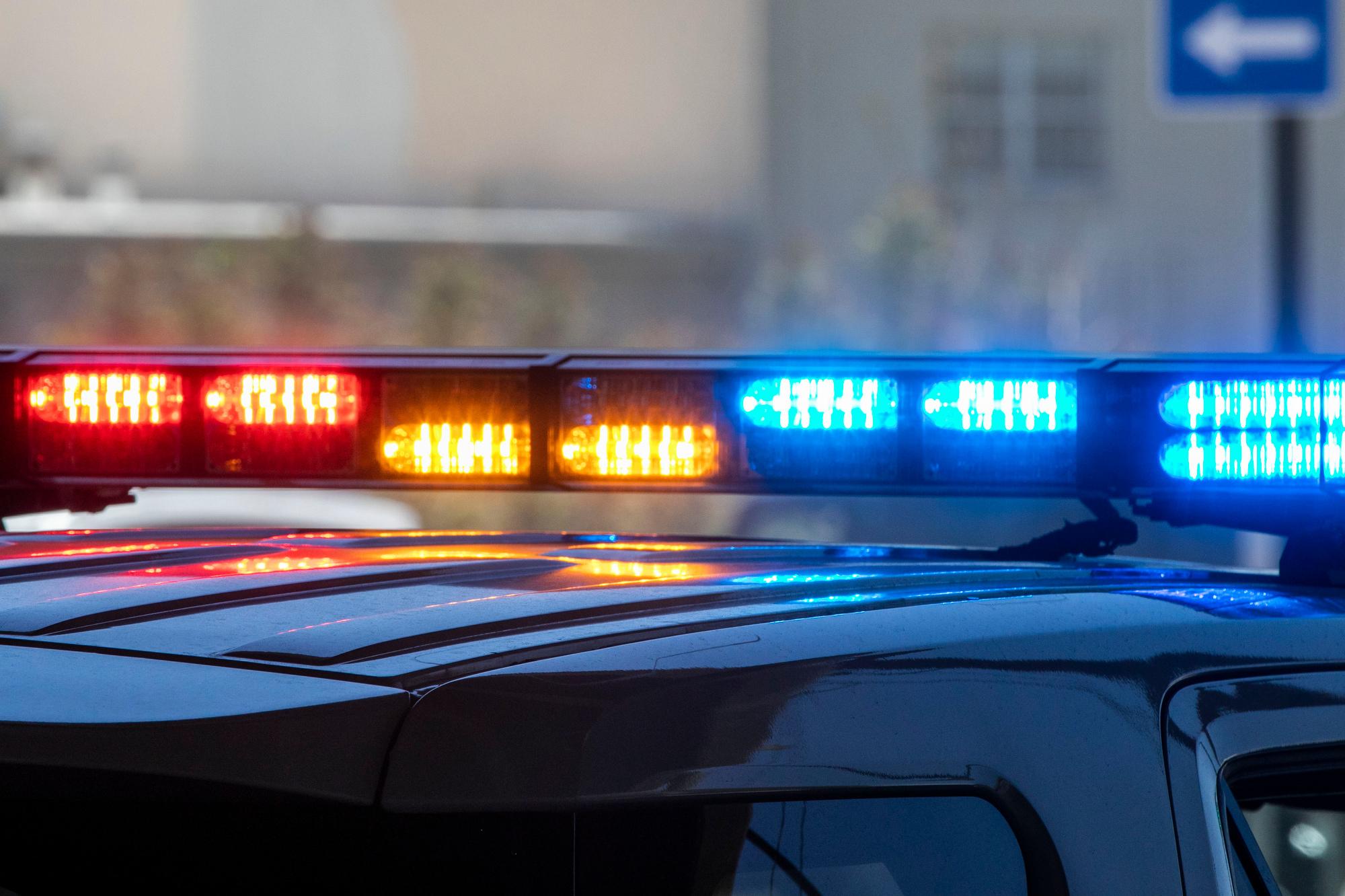 Lights on a police vehicle.