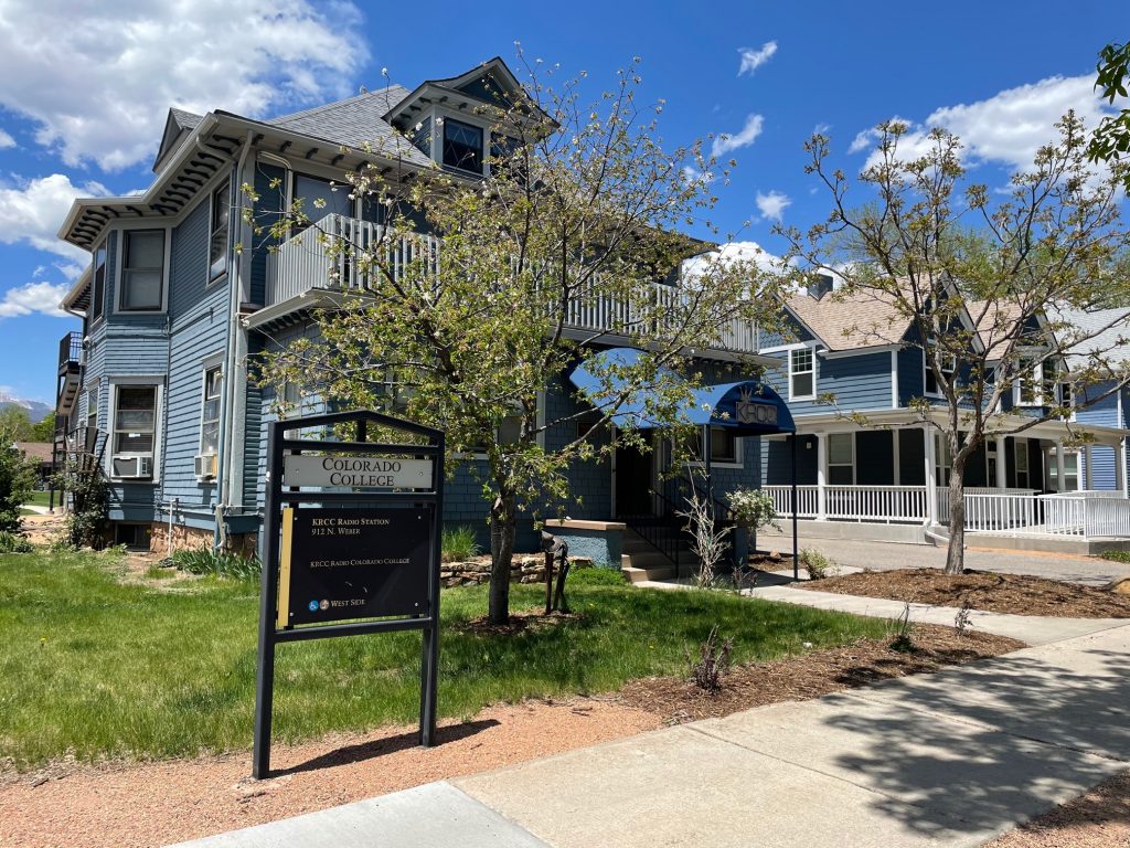 KRCC Weber building - with Colorado College sign