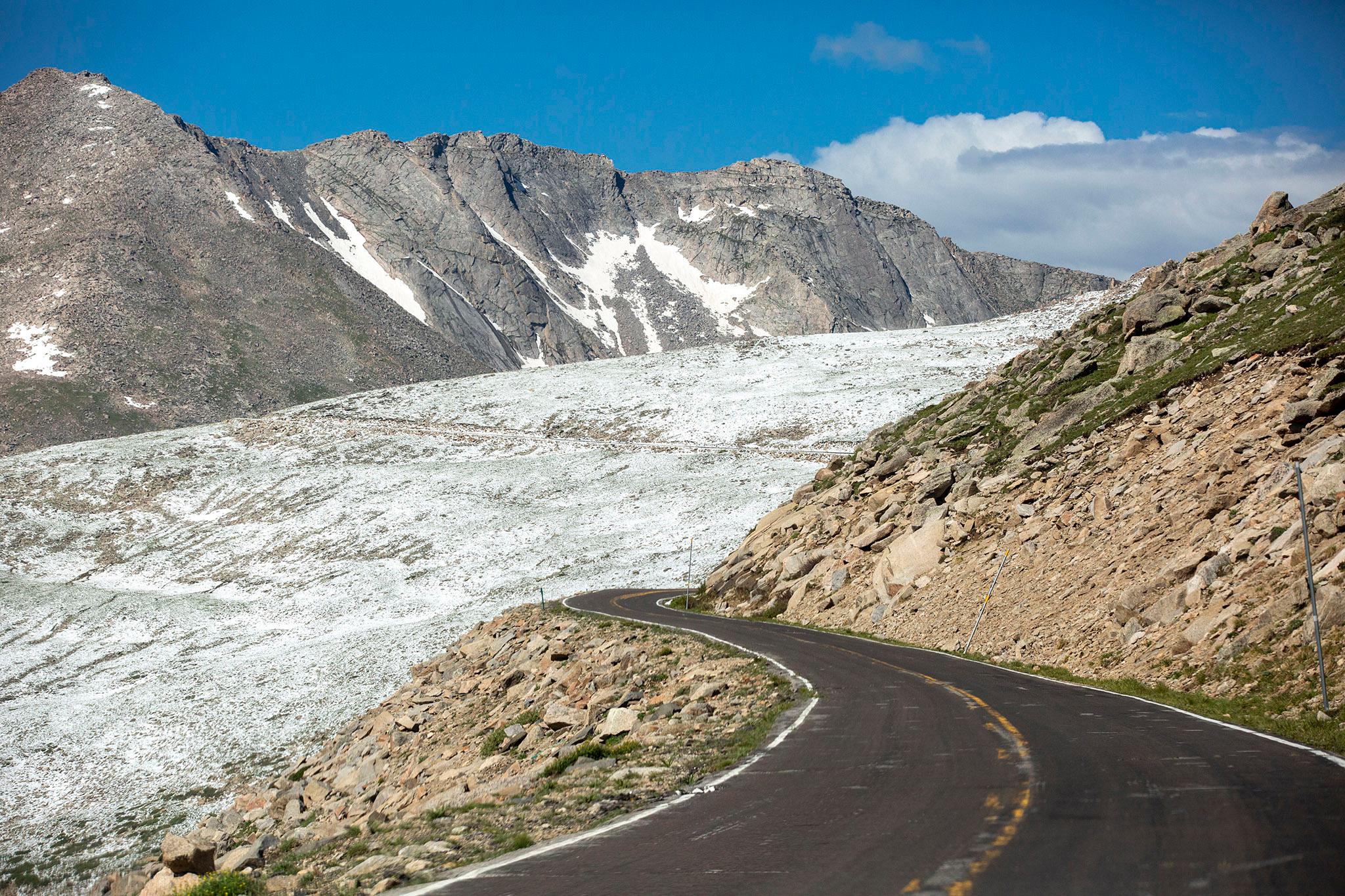 Colorado State Highway 5, which leads to the summit of Mt. Evans. July 6, 2021.