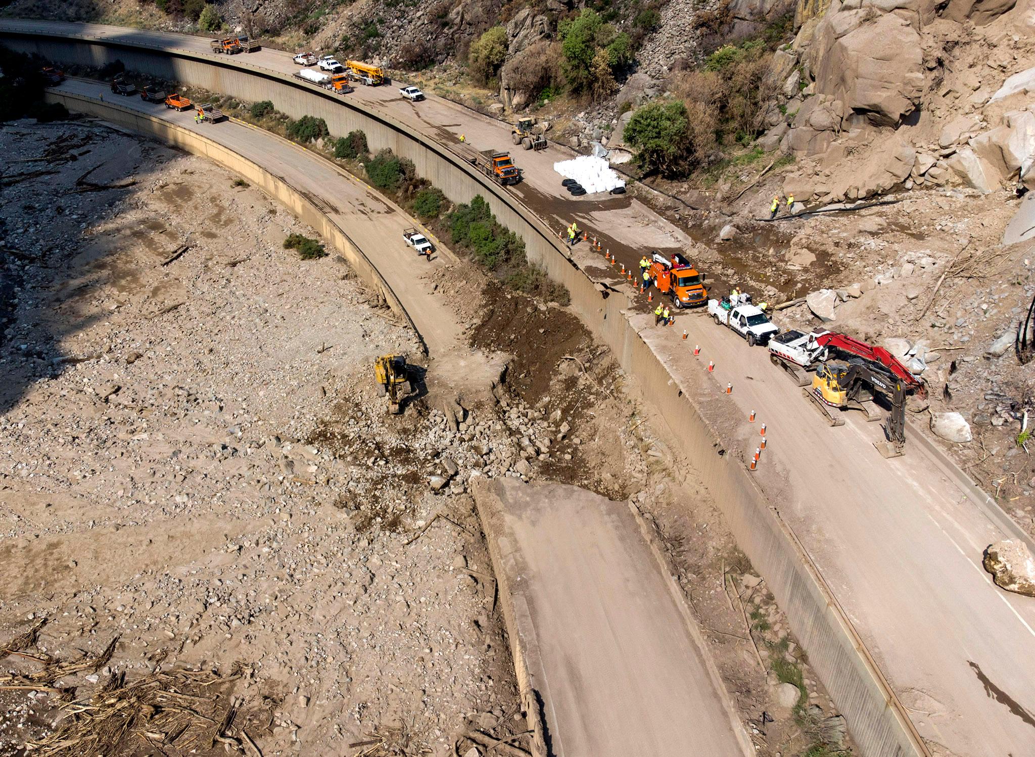 A destroyed section of I-70 in Glenwood Canyon. Aug. 11, 2021.