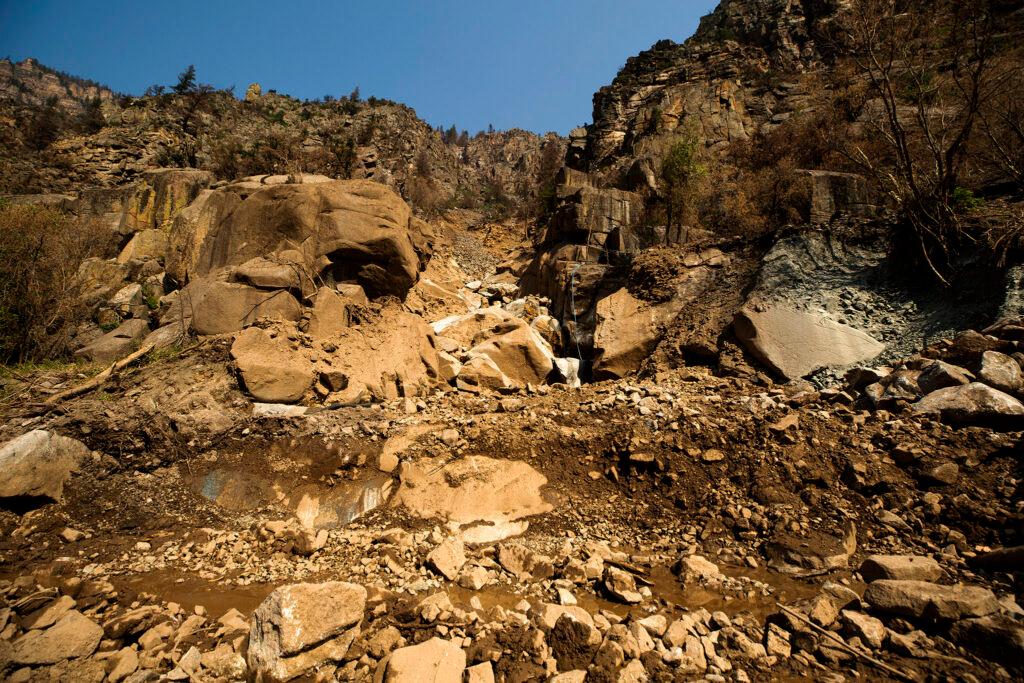 A rockslide in Glenwood Canyon that closed I-70. Aug. 11, 2021.