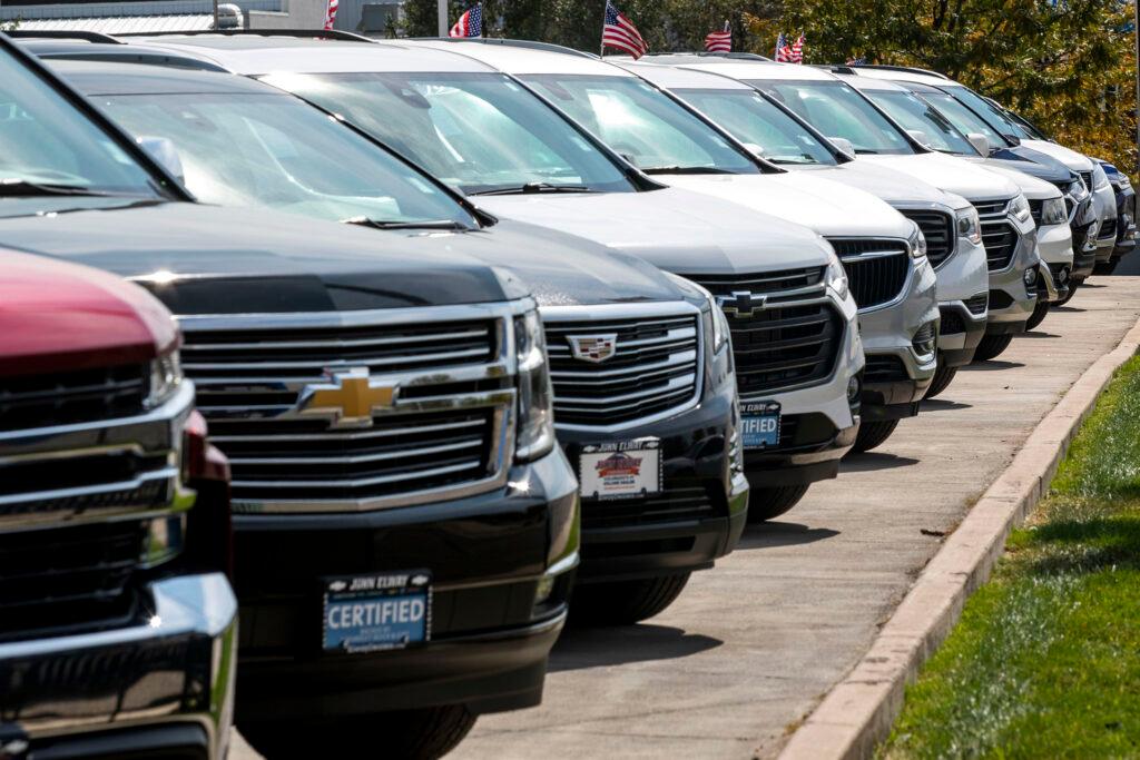 Trucks and SUVs for sale at John Elway Chevrolet in Englewood. Sept. 28, 2021.
