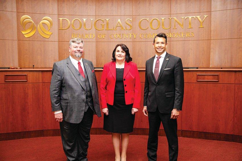 Douglas County Commissioners George Teal, Lora Thomas and Abe Laydon.